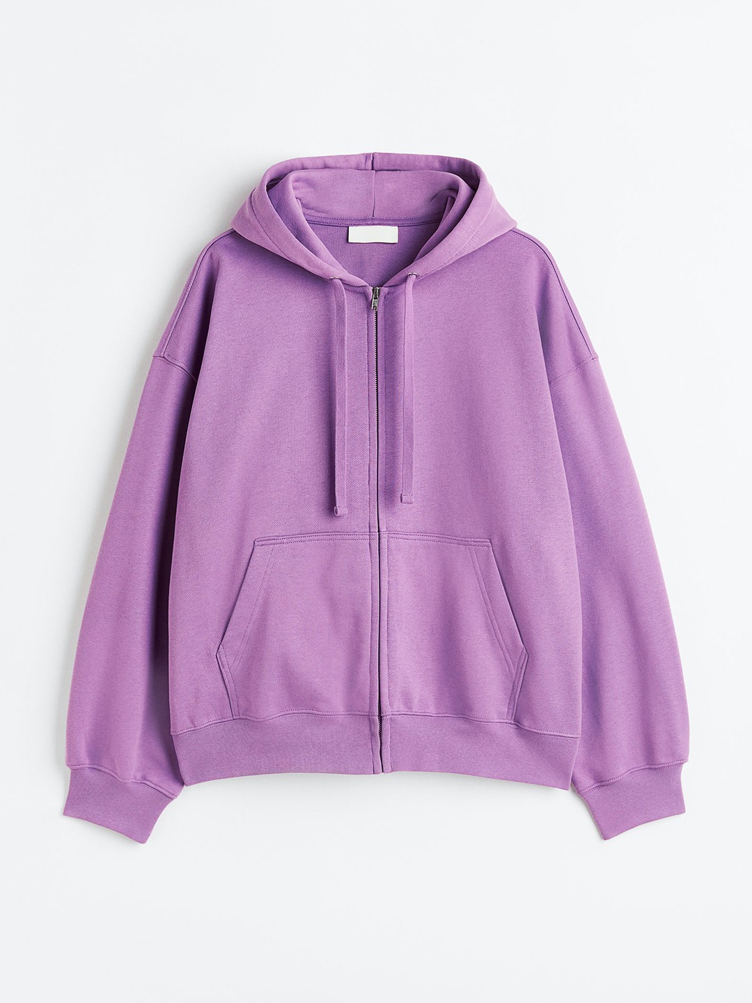 

H&M Men Oversized Fit Cotton Zip-Through Hoodie, Purple