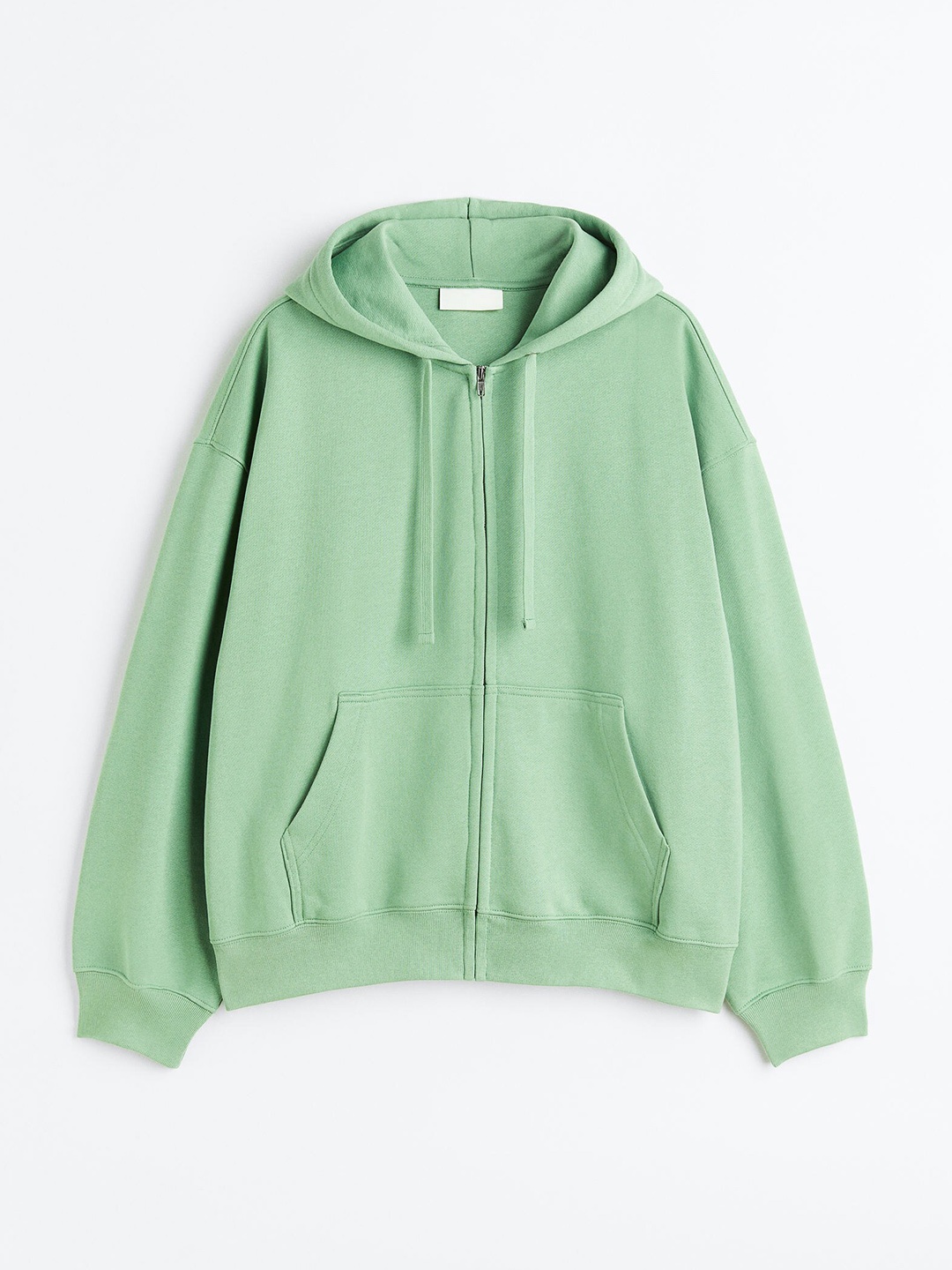 

H&M Men Oversized Fit Cotton Zip-Through Hoodie, Green