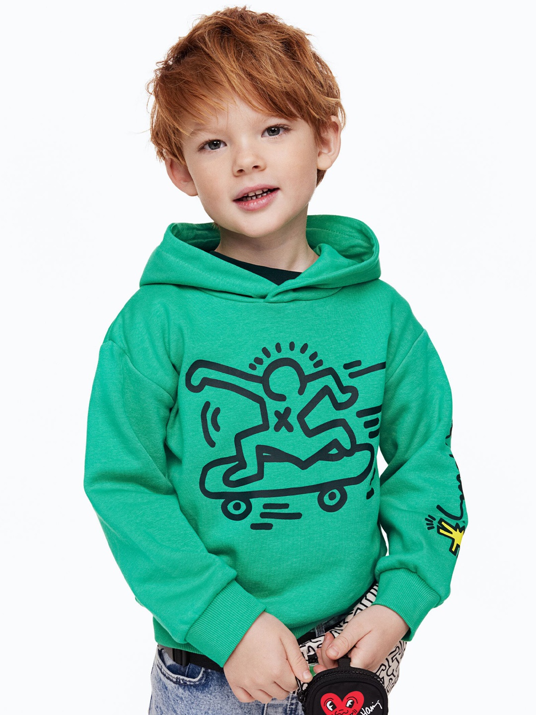 

H&M Boys Printed Hoodie, Green