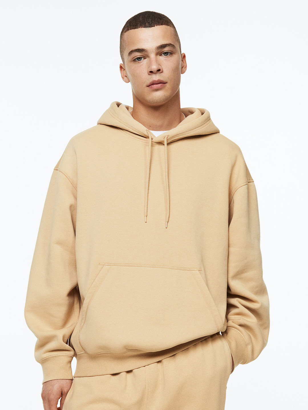 

H&M Men Relaxed Fit Hoodie, Beige