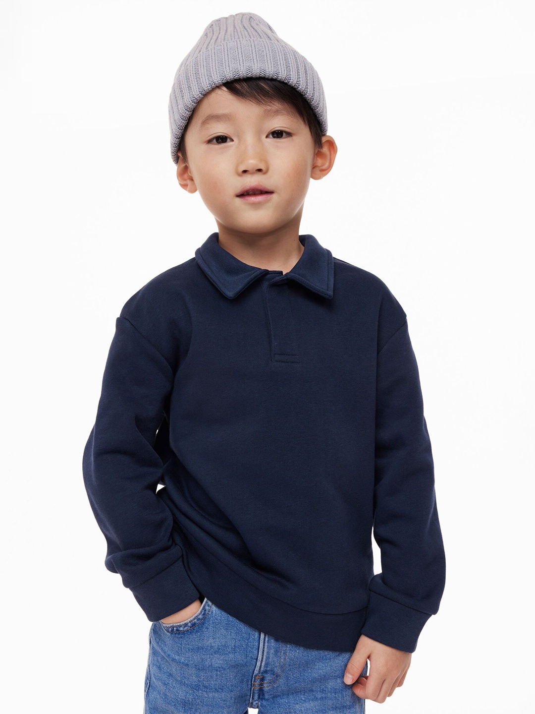

H&M Boys Collared Sweatshirt, Navy blue