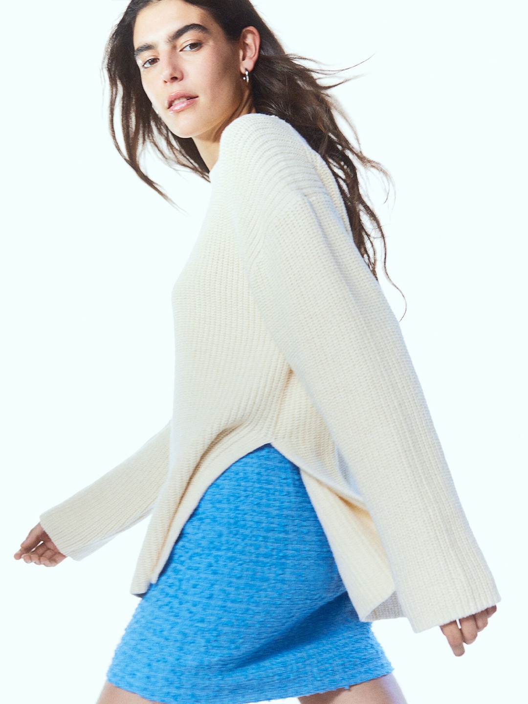 

H&M Women Oversized Rib-Knit Jumper, White