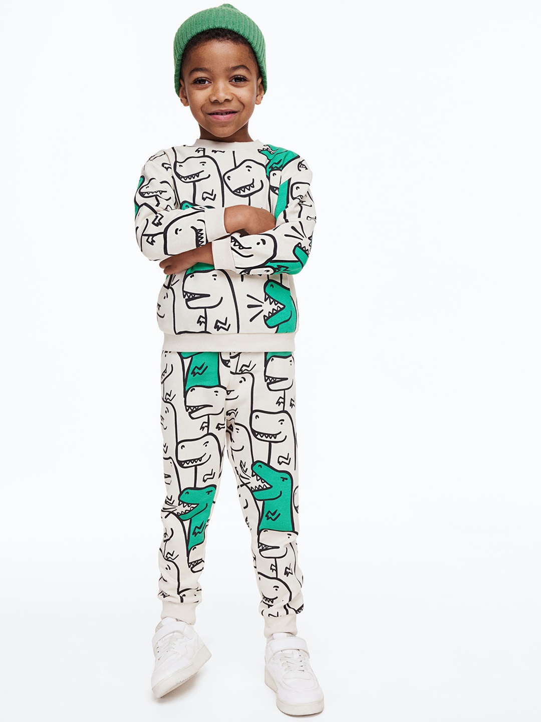 

H&M Boys Printed Joggers, Beige