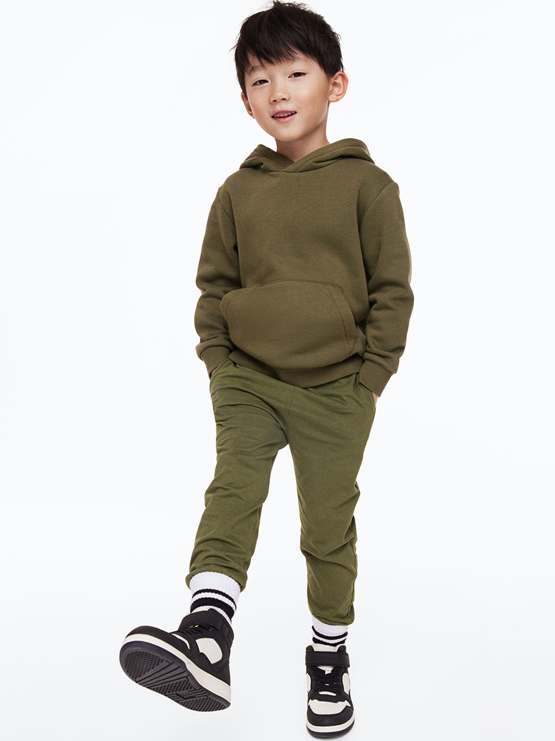 

H&M Boys Cotton Jersey Joggers, Olive