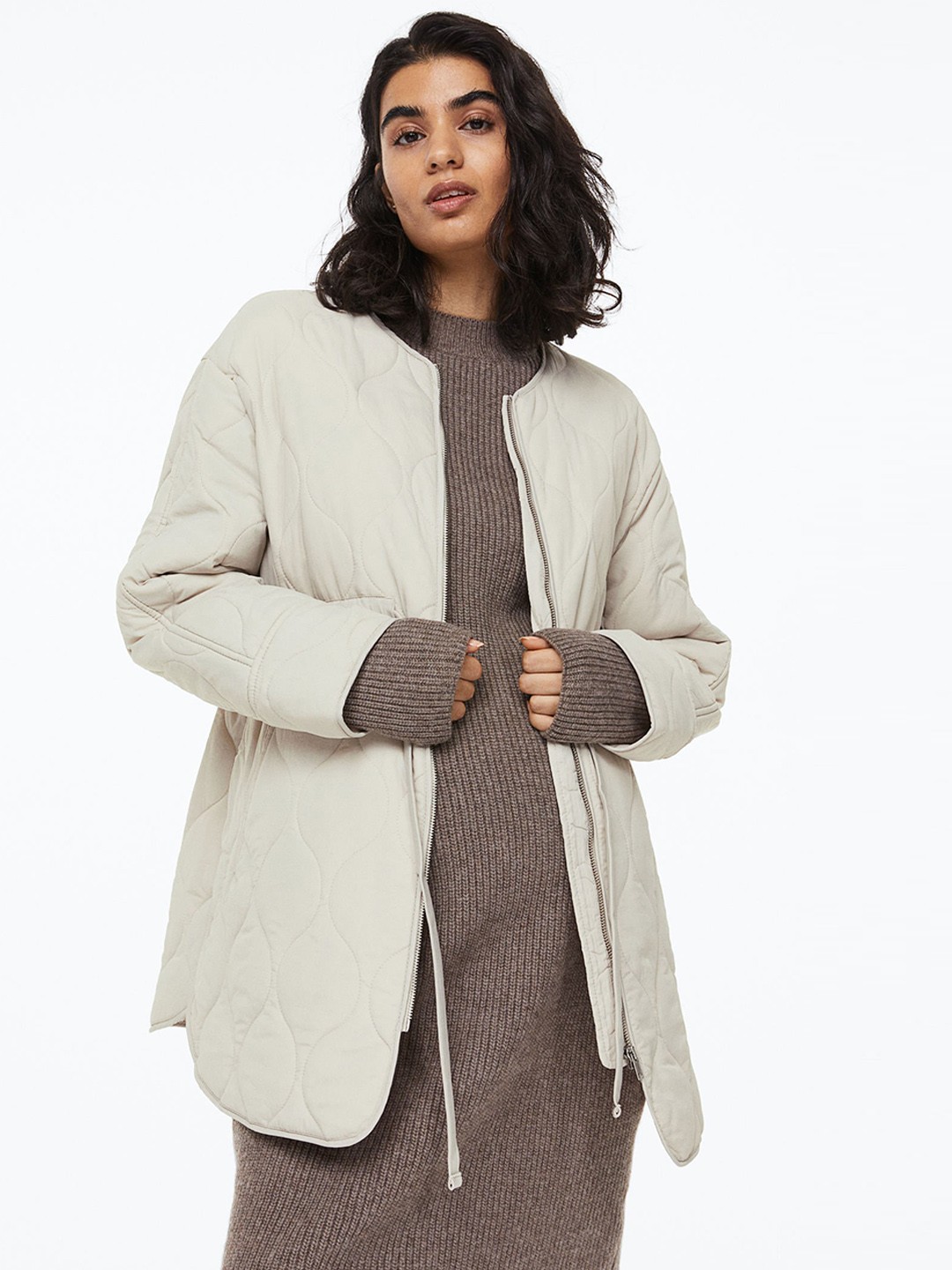 

H&M Women MAMA Quilted Jacket, Beige