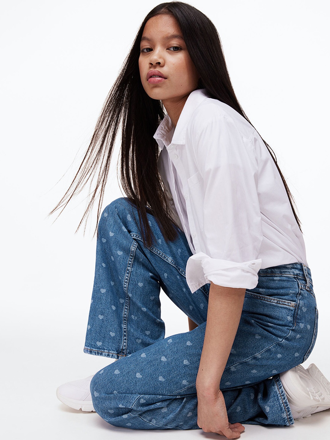 

H&M Girls Wide Fit Jeans, Blue