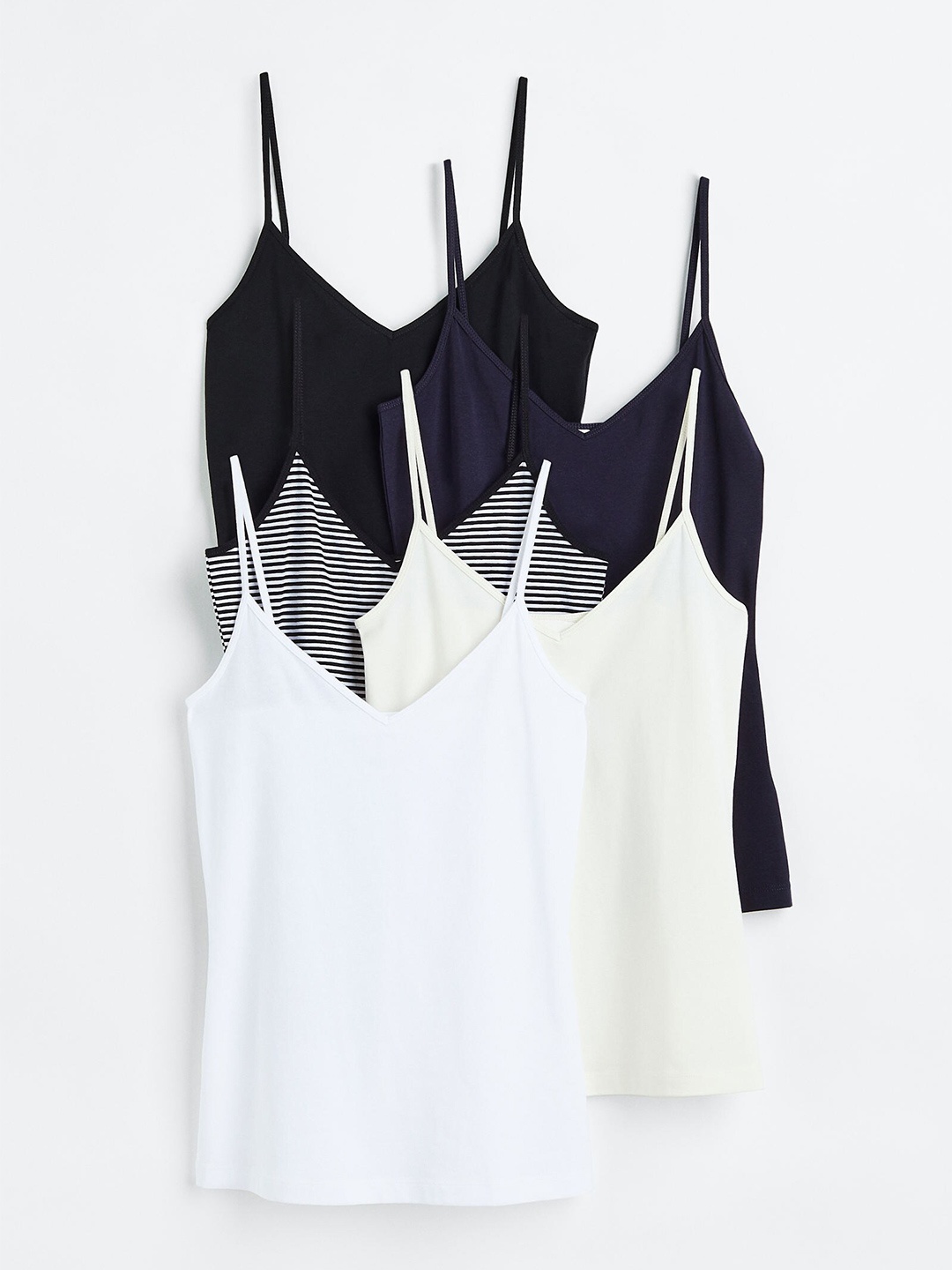 

H&M Women 5-Pack Strappy Tops, Black