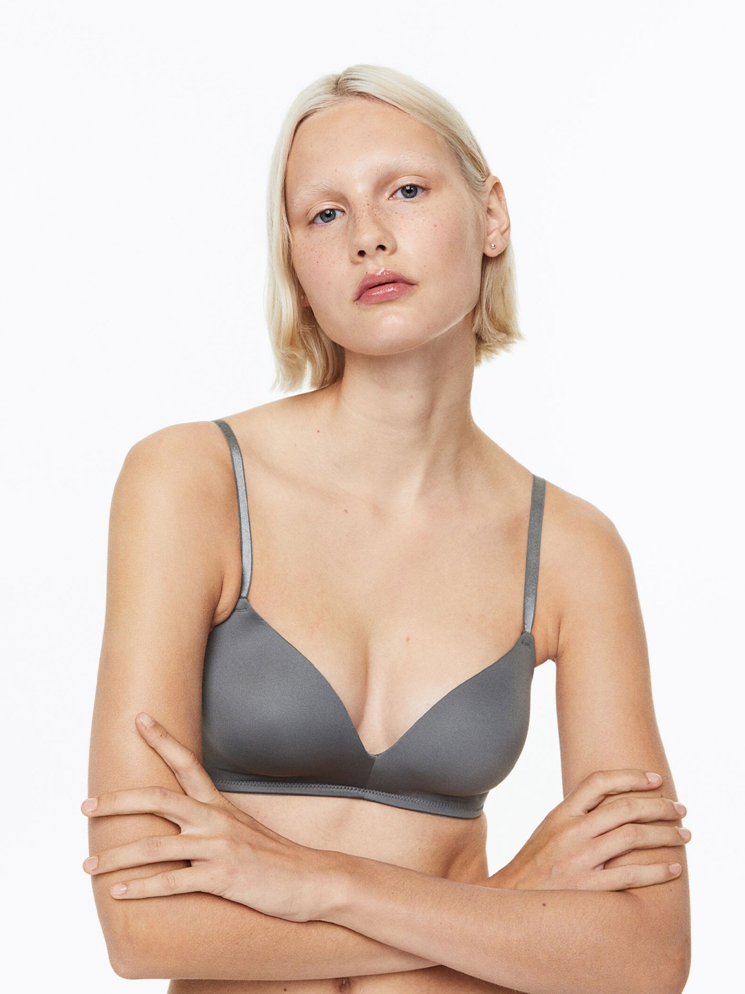 

H&M 2-Pack Padded Microfibre Bras, Grey