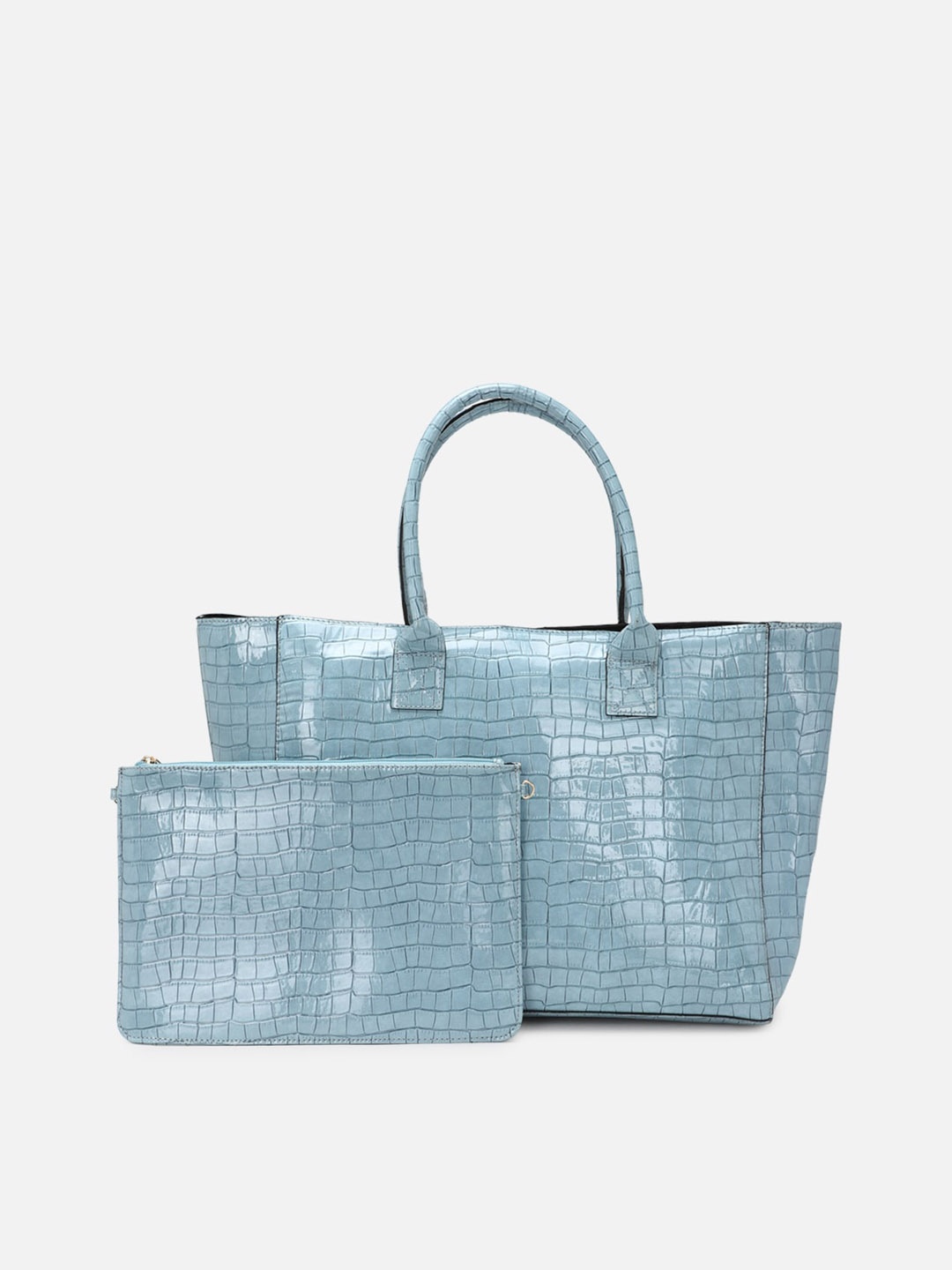 

FOREVER 21 Textured Oversized Shopper Tote Bag, Blue