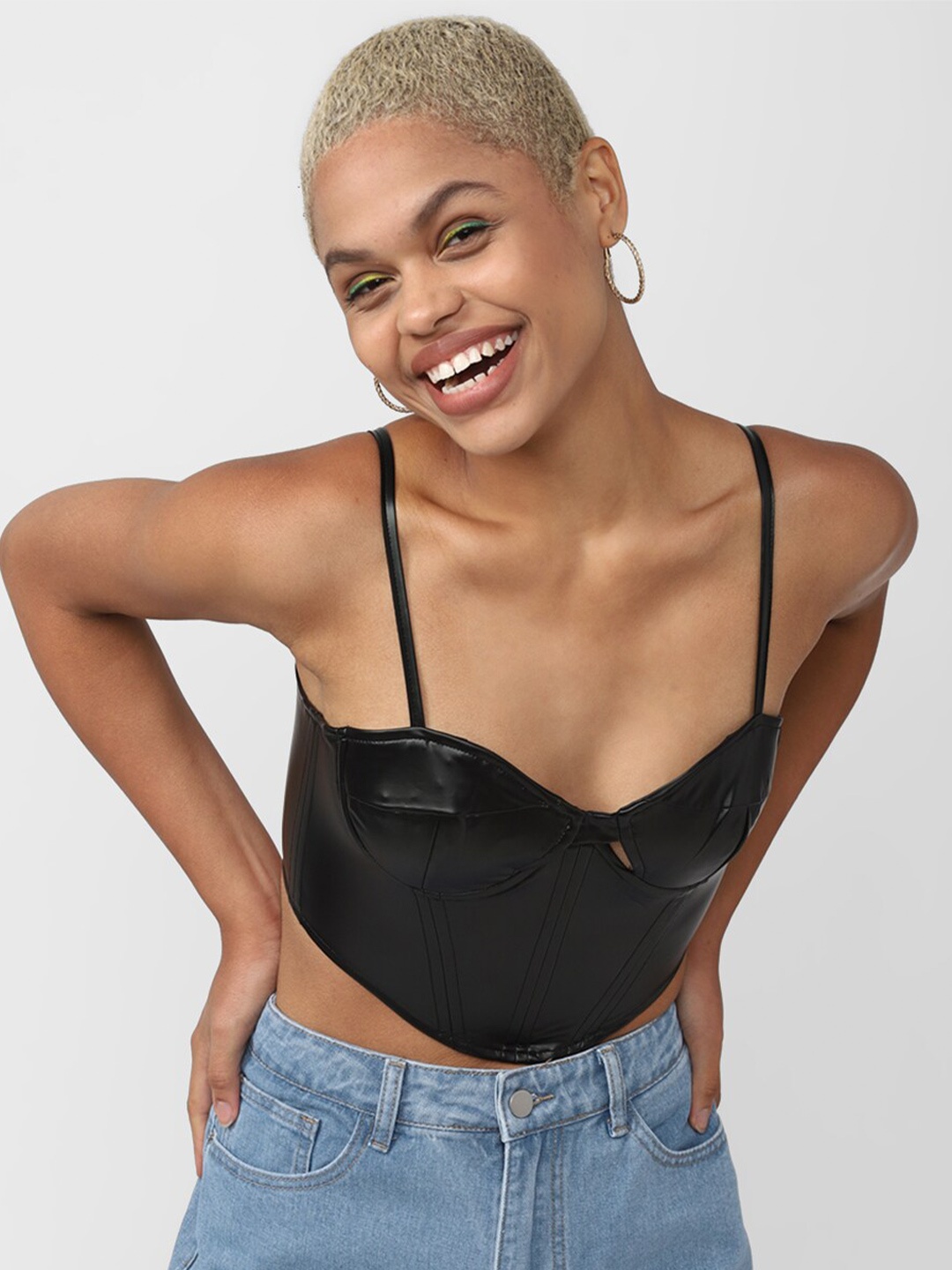 

FOREVER 21 Corset Bralette Top, Black