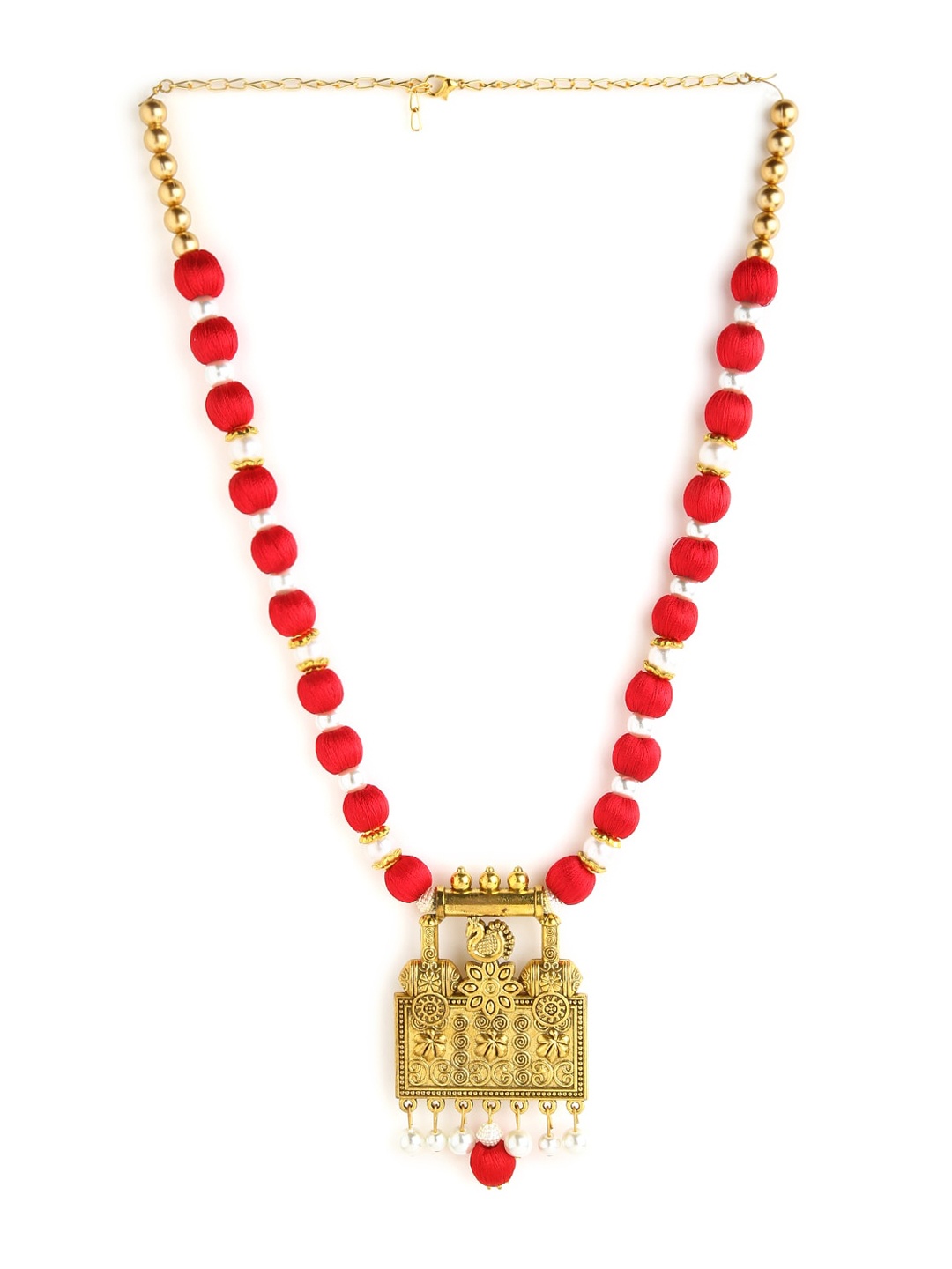

AKSHARA German Silver Brass-Plated Necklace, Red