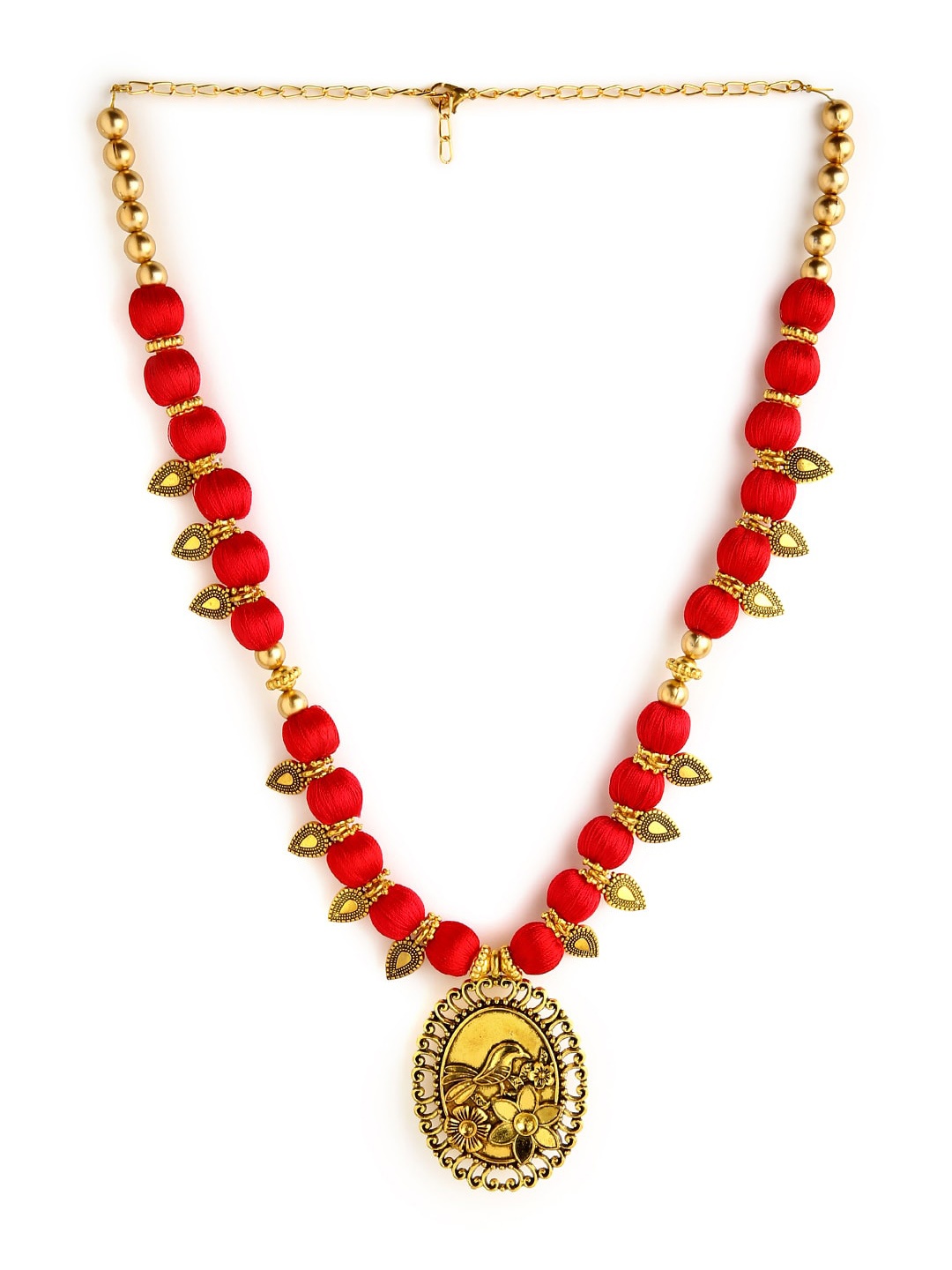 

AKSHARA German Silver Brass-Plated Necklace, Red