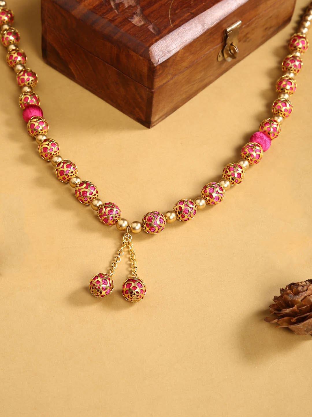 

AKSHARA German Silver Brass-Plated Necklace, Pink