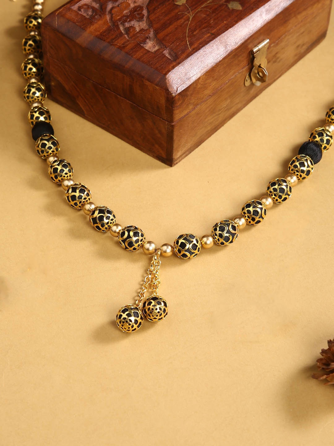 

AKSHARA German Silver Brass-Plated Handcrafted Necklace, Black