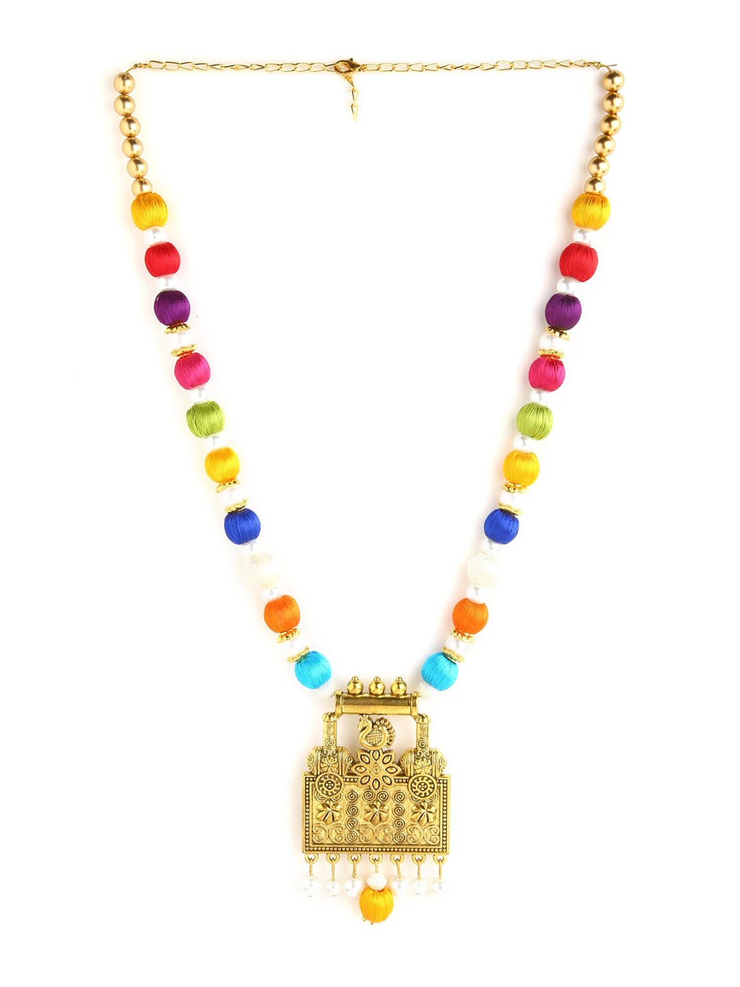 

AKSHARA German Silver Brass-Plated Handcrafted Necklace, Orange