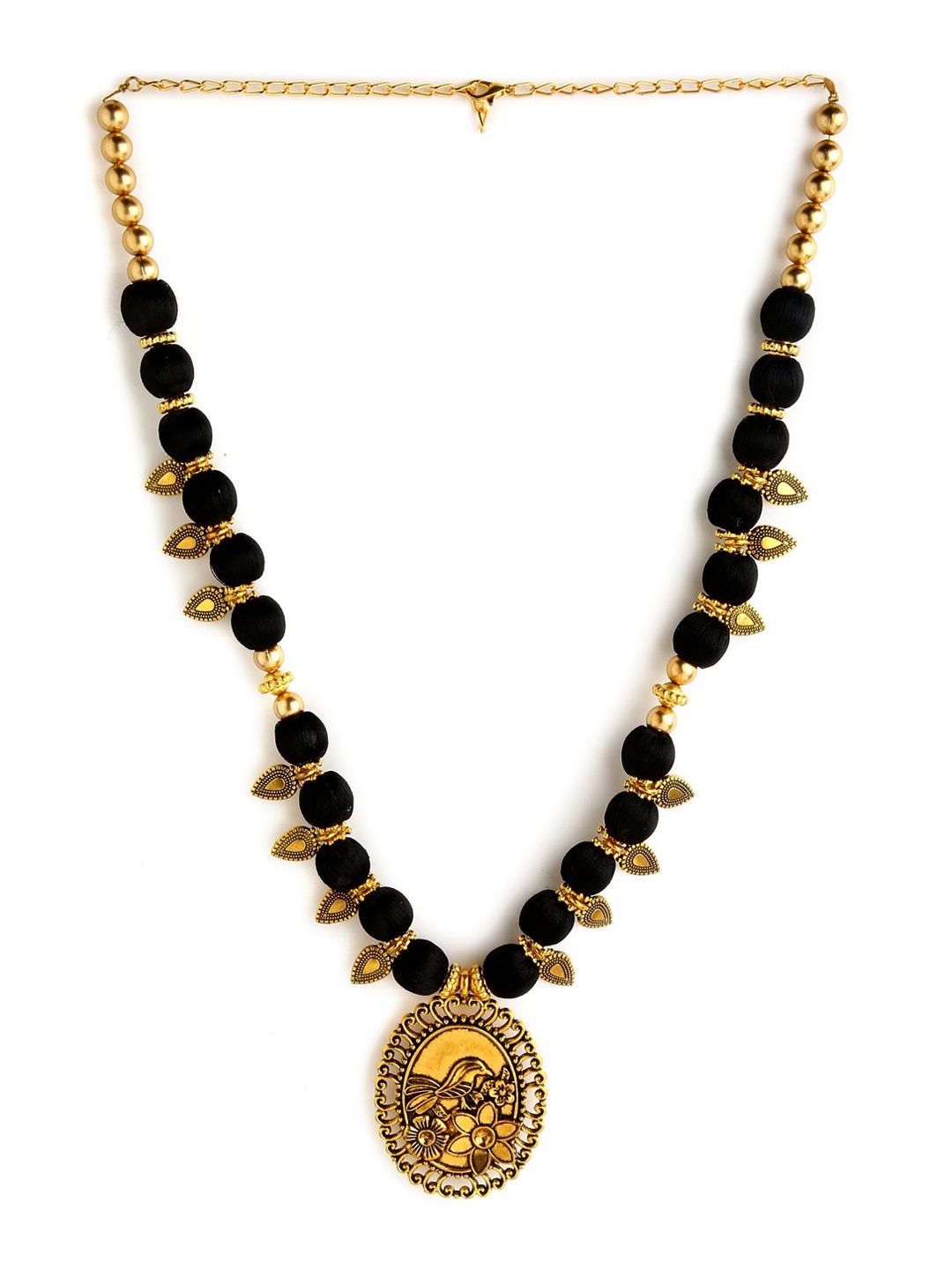 

AKSHARA German Silver Brass-Plated Handcrafted Necklace, Black