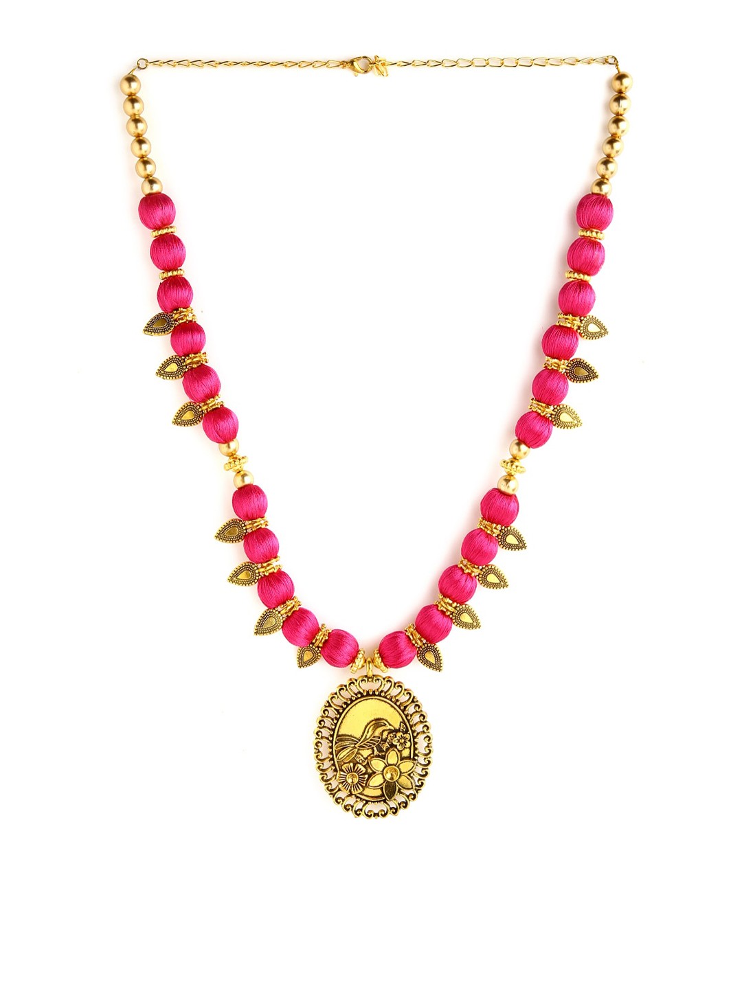 

AKSHARA German Silver Brass-Plated Handcrafted Necklace, Pink