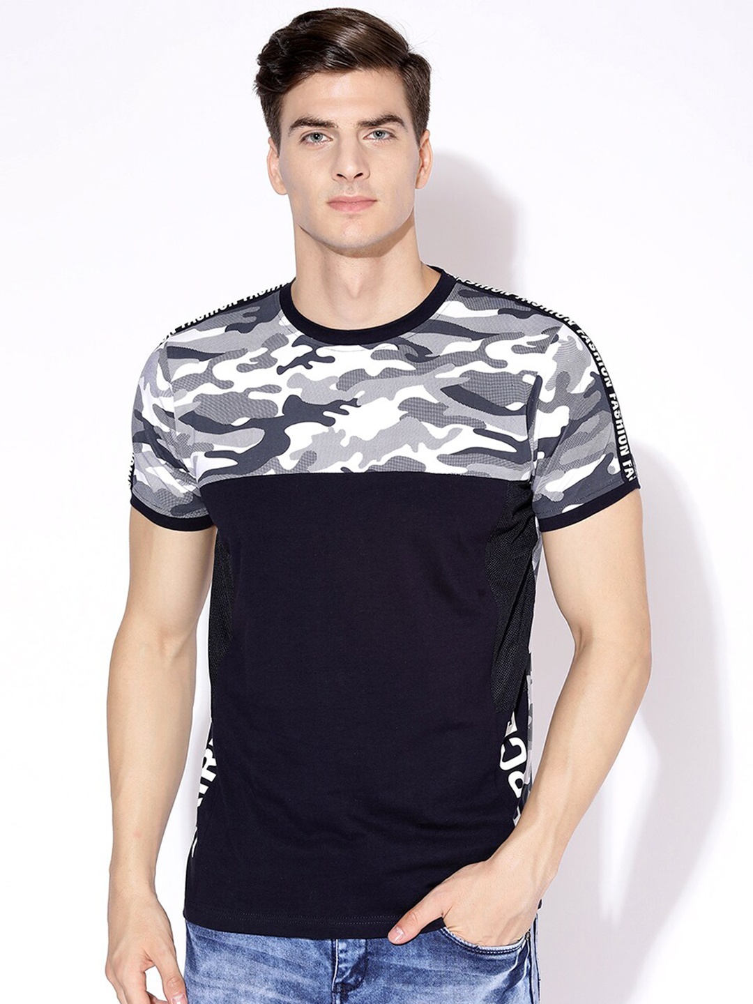 

V2 Value & Variety Men Camouflage Printed Cotton T-shirt, Blue