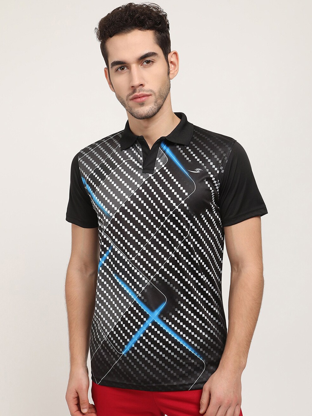 

V2 Value & Variety Men Printed Polo Collar Cotton T-shirt, Black