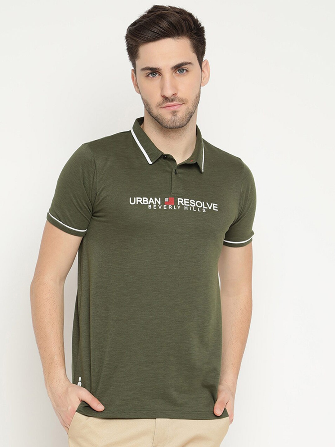 

V2 Value & Variety Men Green Polo Collar T-shirt