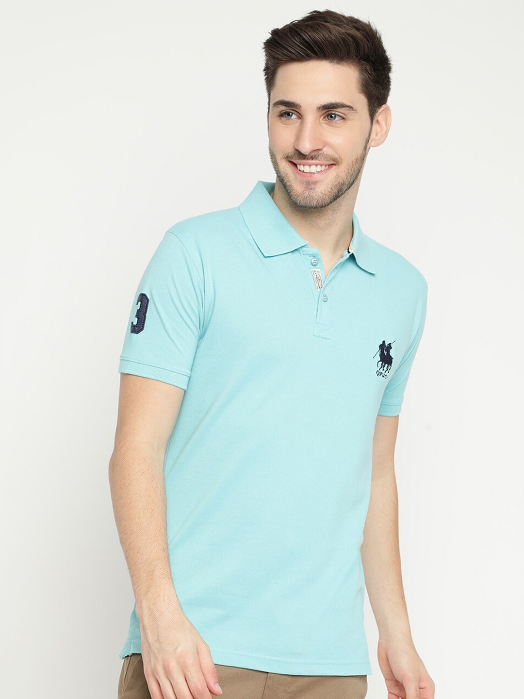 

V2 Value & Variety Men Polo Collar Cotton T-shirt, Blue