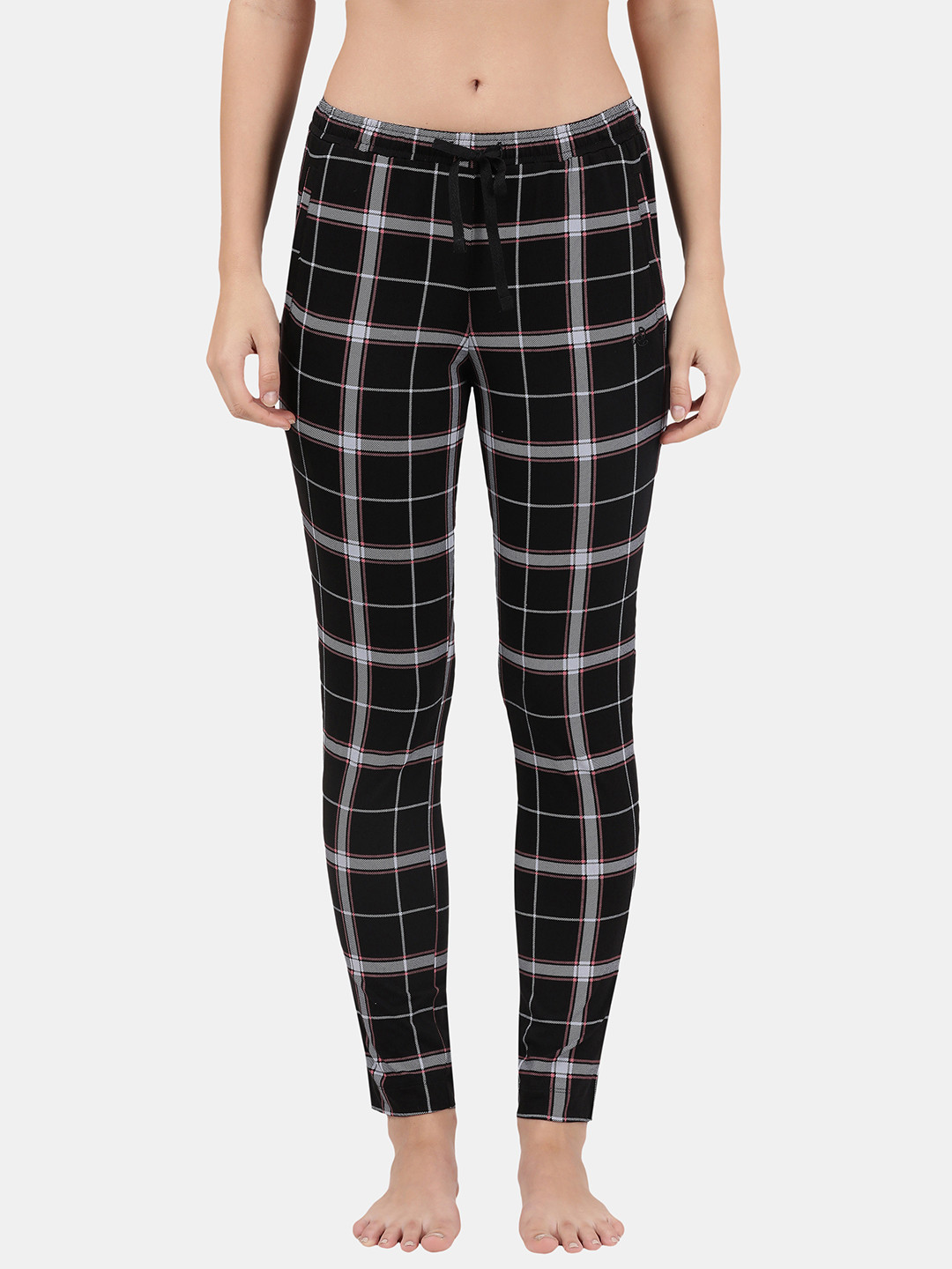 

Jockey Women Checked Super Combed Cotton Relaxed Fit Lounge Pants, Black