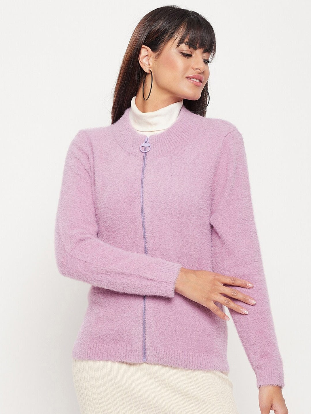

Madame Women Cardigan with Fuzzy Detail, Mauve