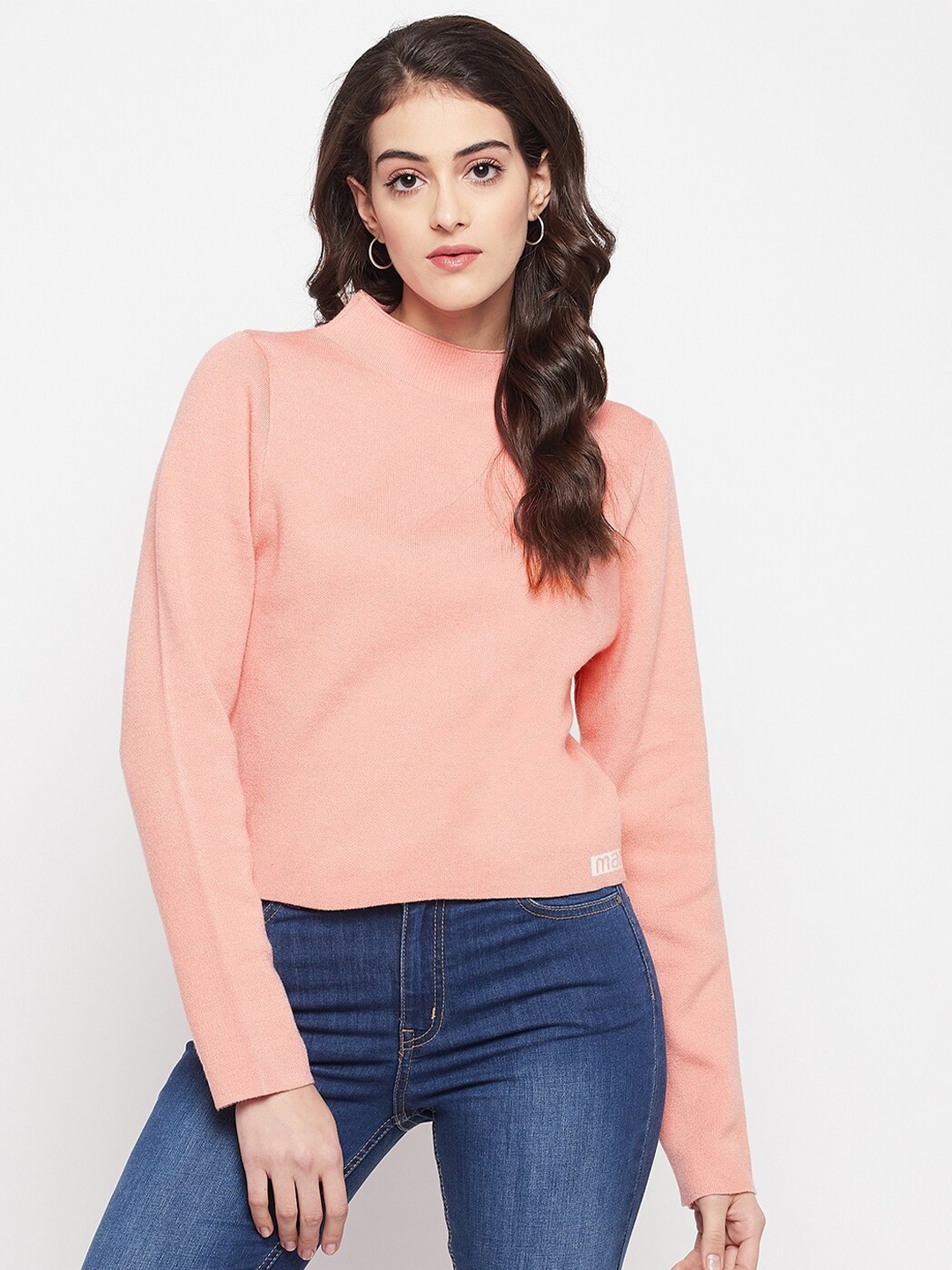 

Madame High Neck Acrylic Pullover, Peach