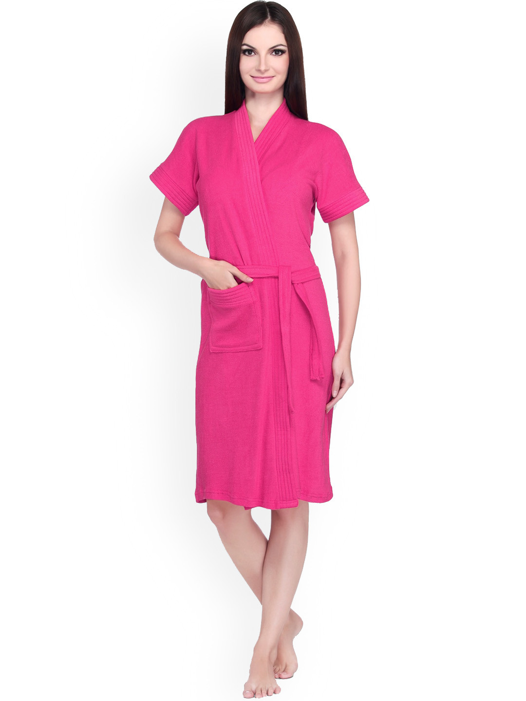 

Sand Dune Women Plus Size Pure Cotton Bath Robe with Belt, Pink