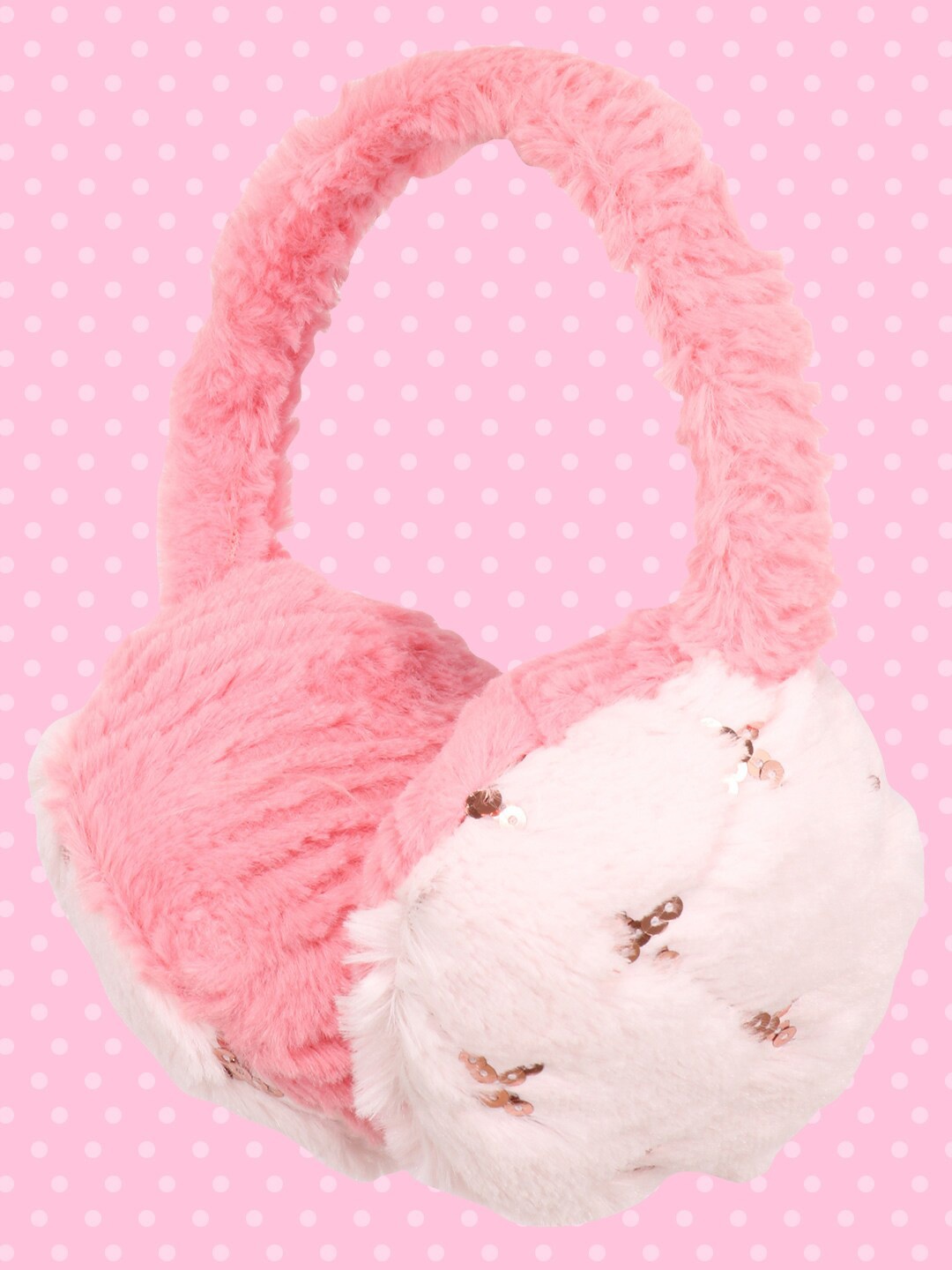 

CUTECUMBER Girls Pink & Cream-Coloured Faux Fur Ear Muffs
