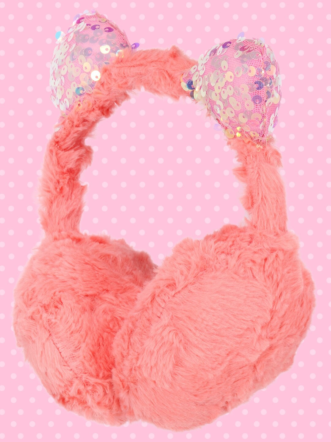 

CUTECUMBER Girls Embellished Faux Fur Earmuffs, Orange