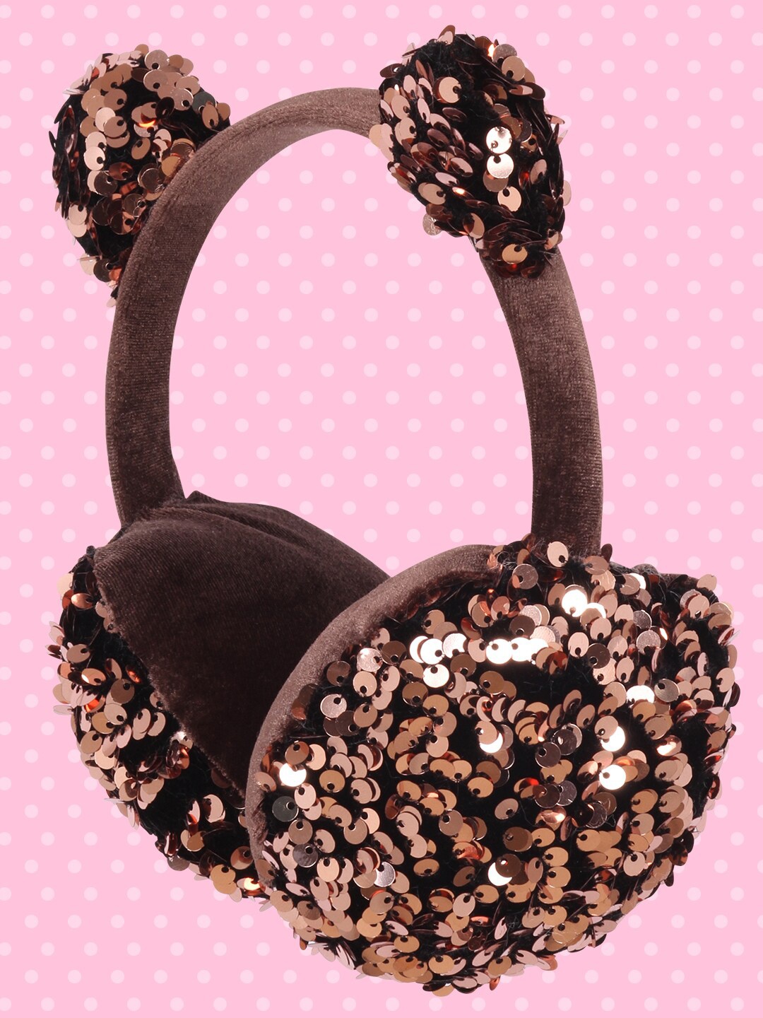 

CUTECUMBER Girls Embellished Faux Fur Earmuffs, Brown