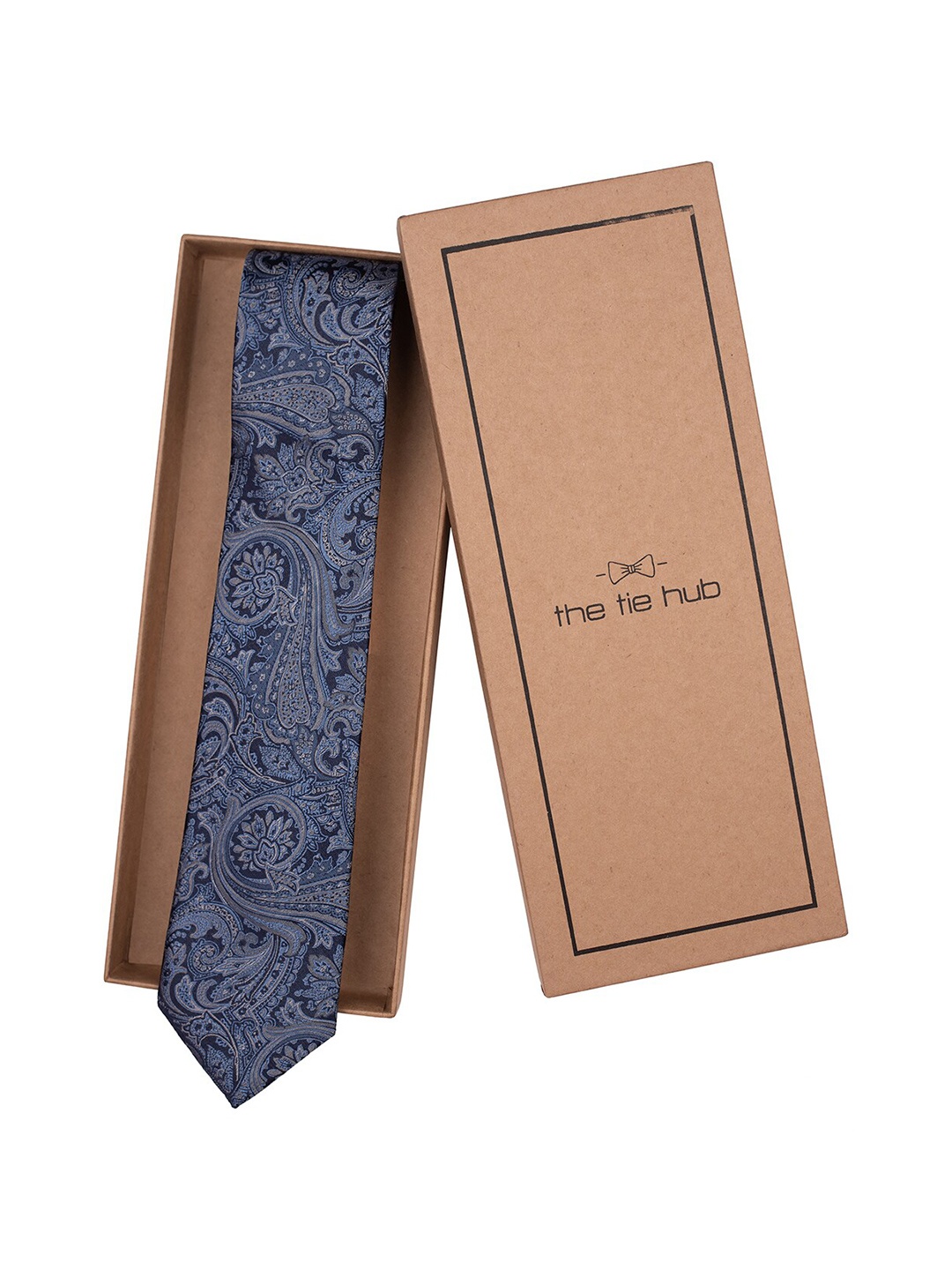 

The Tie Hub Men Woven Design Silk Broad Tie, Blue