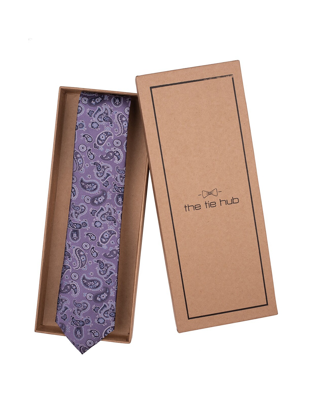 

The Tie Hub Men Woven Design Silk Broad Tie, Purple