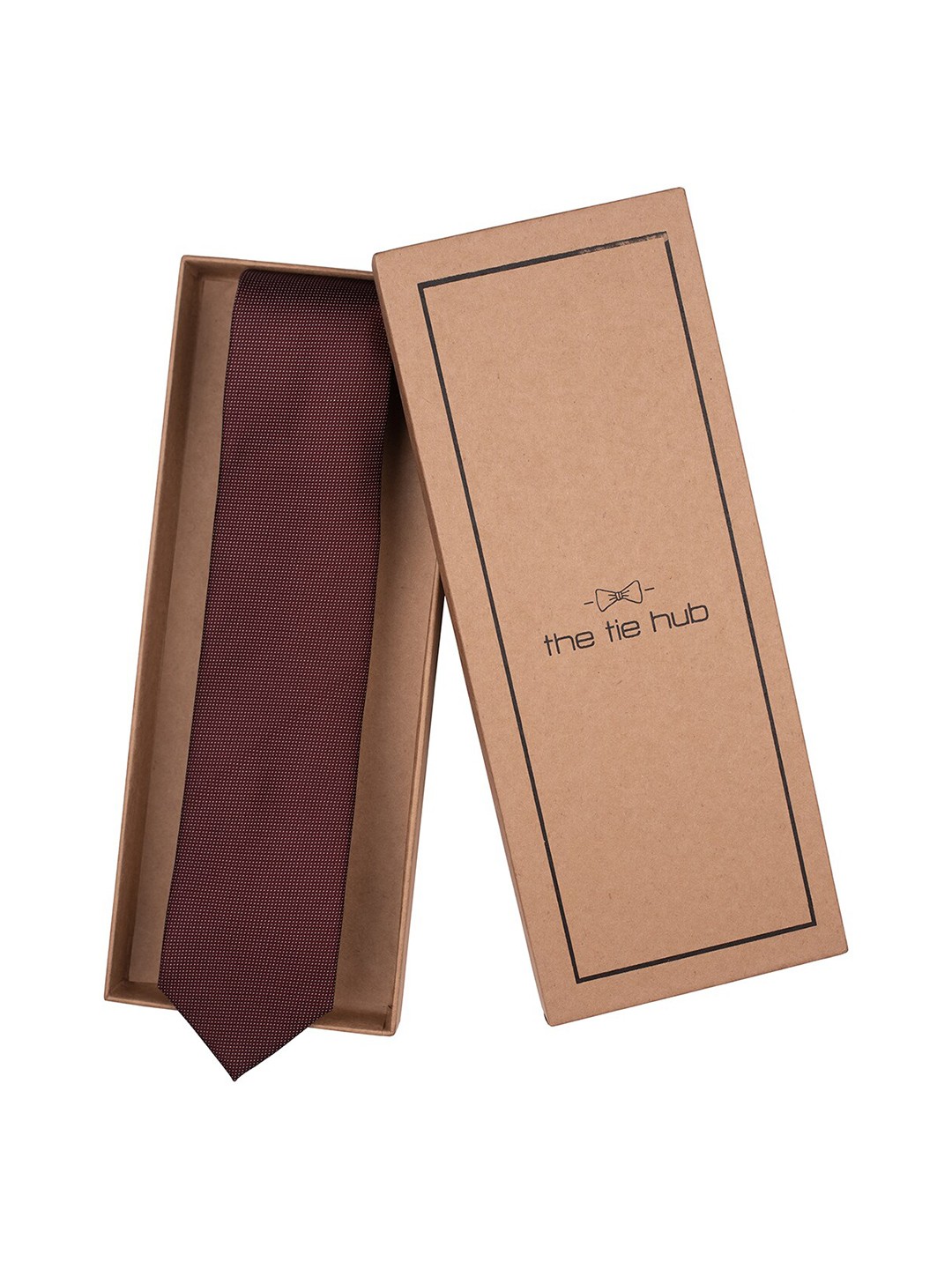 

The Tie Hub Men Printed Silk Broad Tie, Maroon