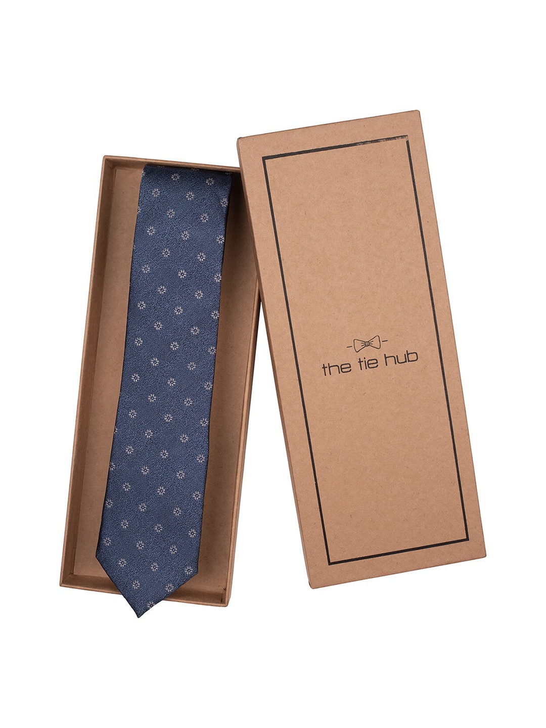 

The Tie Hub Men Woven Design Silk Bow Tie, Blue