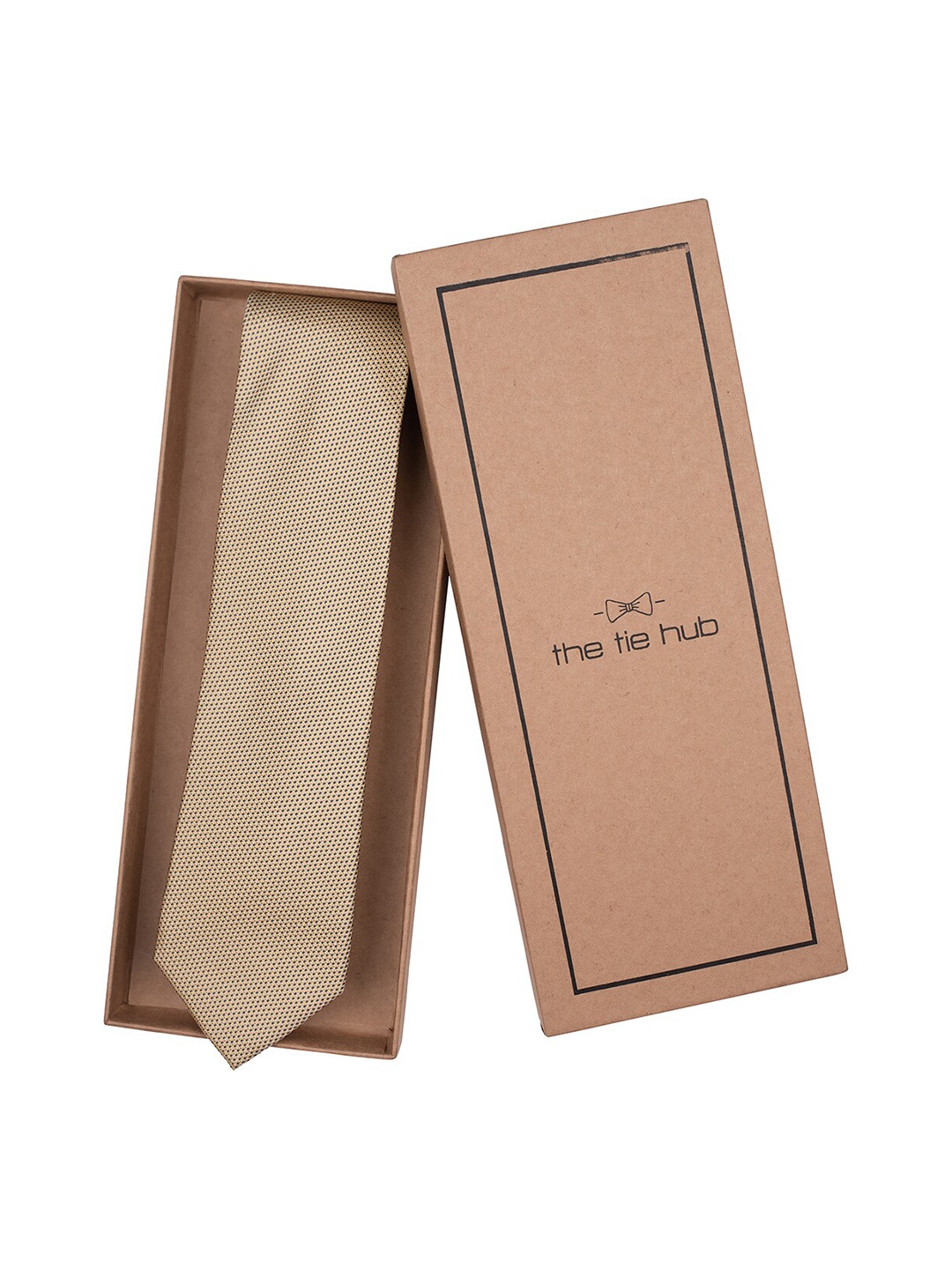 

The Tie Hub Men Woven Design Pure Silk Broad Tie, Yellow