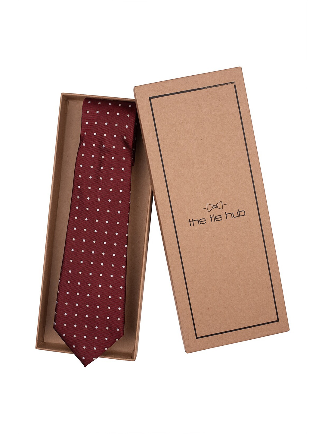 

The Tie Hub Men Printed Pure Silk Broad Tie, Maroon