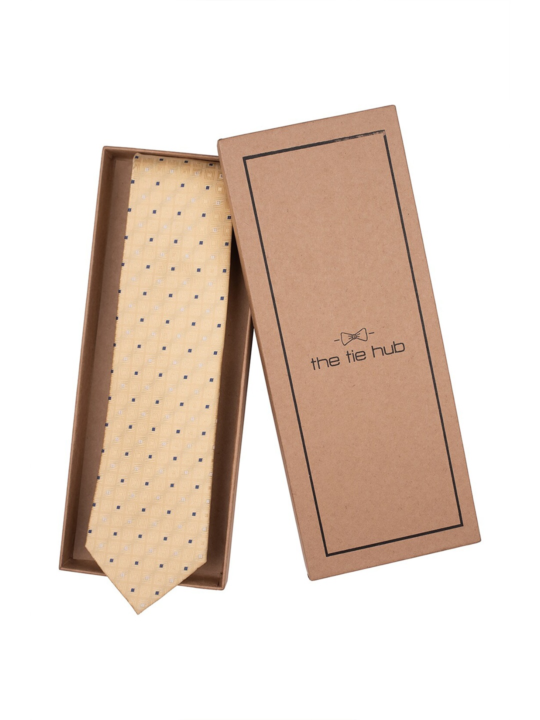 

The Tie Hub Men Printed Pure Silk Broad Tie, Yellow