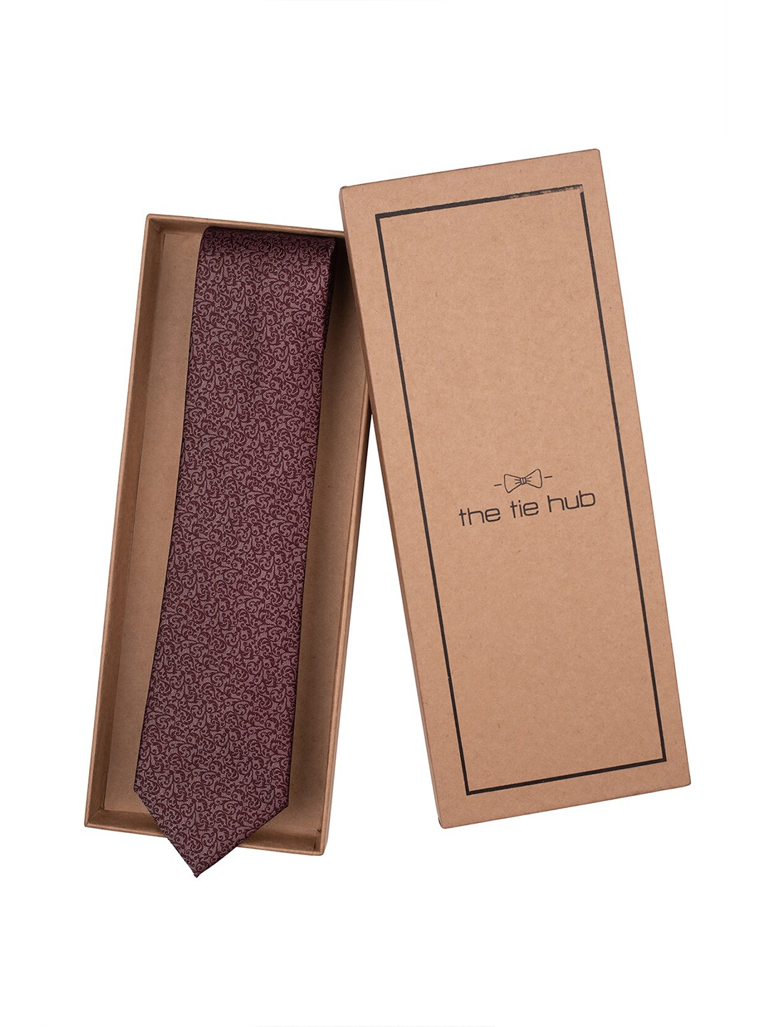 

The Tie Hub Men Woven Design Pure Silk Broad Tie, Maroon