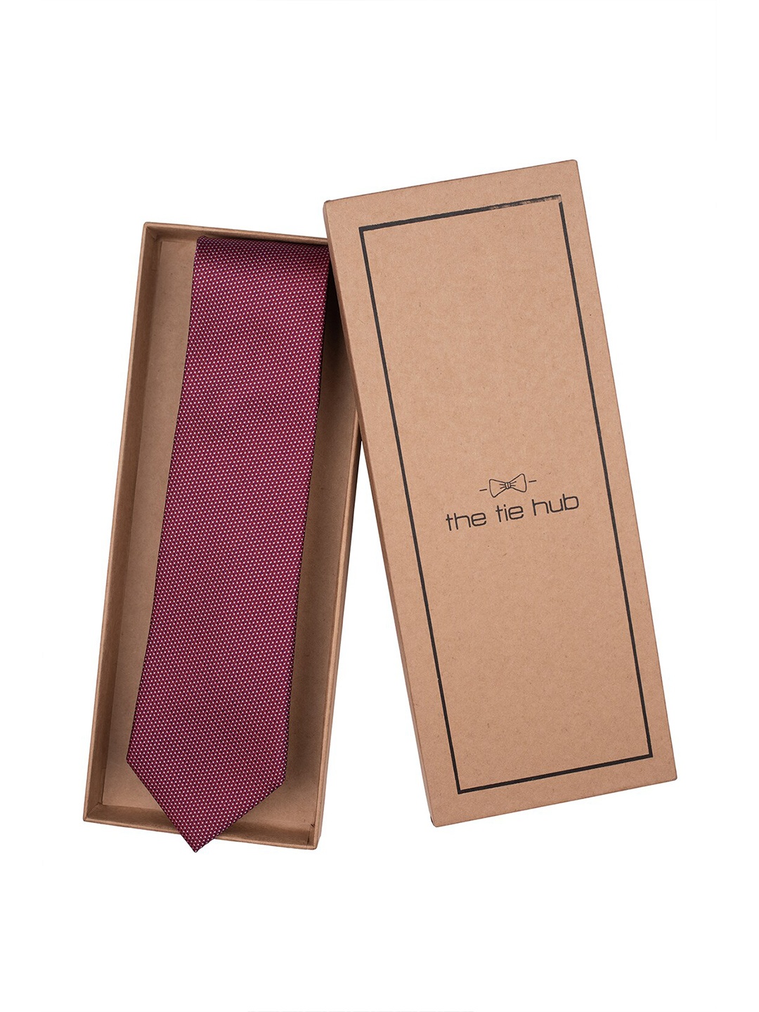 

The Tie Hub Men Woven Design Pure Silk Broad Tie, Pink