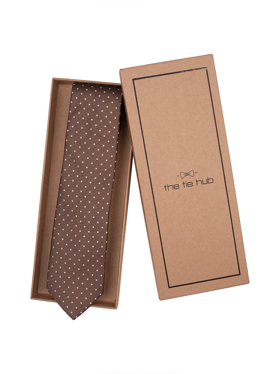 

The Tie Hub Men Printed Broad Tie, Brown