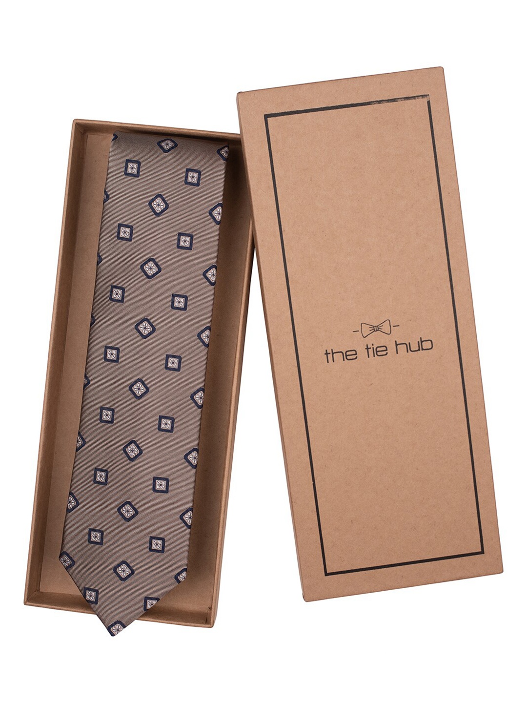 

The Tie Hub Men Geometric Printed Broad Tie, Grey