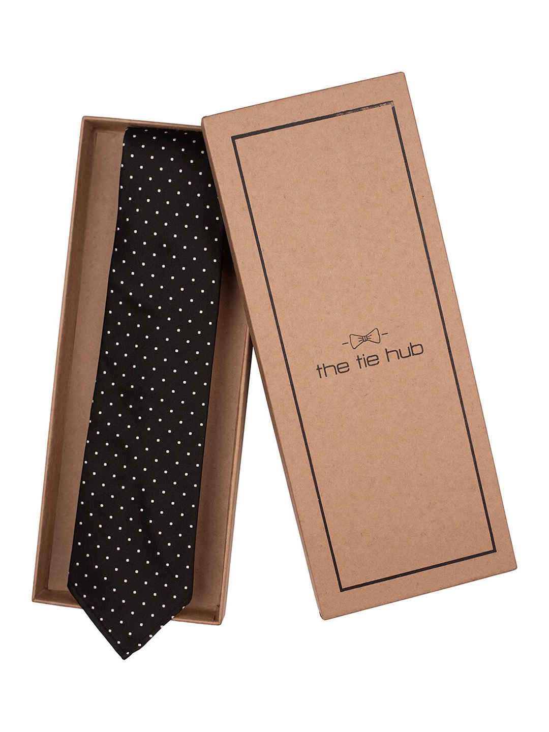 

The Tie Hub Men Woven Design Broad Tie, Black