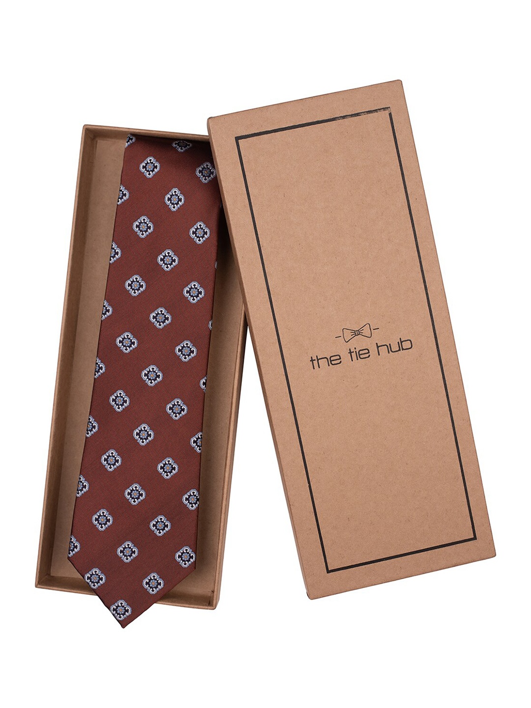 

The Tie Hub Men Maroon & Blue Woven Design Silk Broad Tie