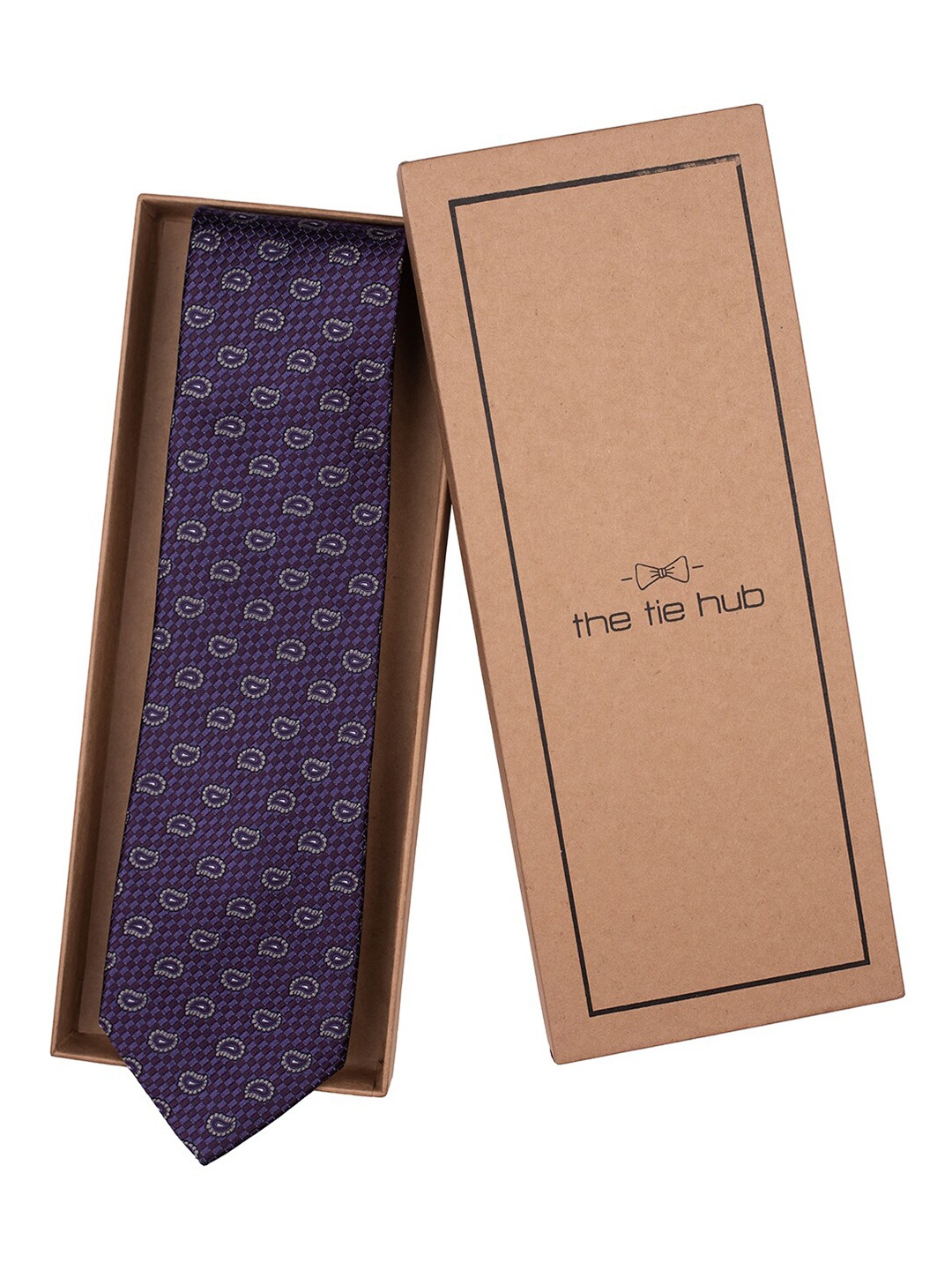 

The Tie Hub Men Purple Woven Design Broad Silk Tie