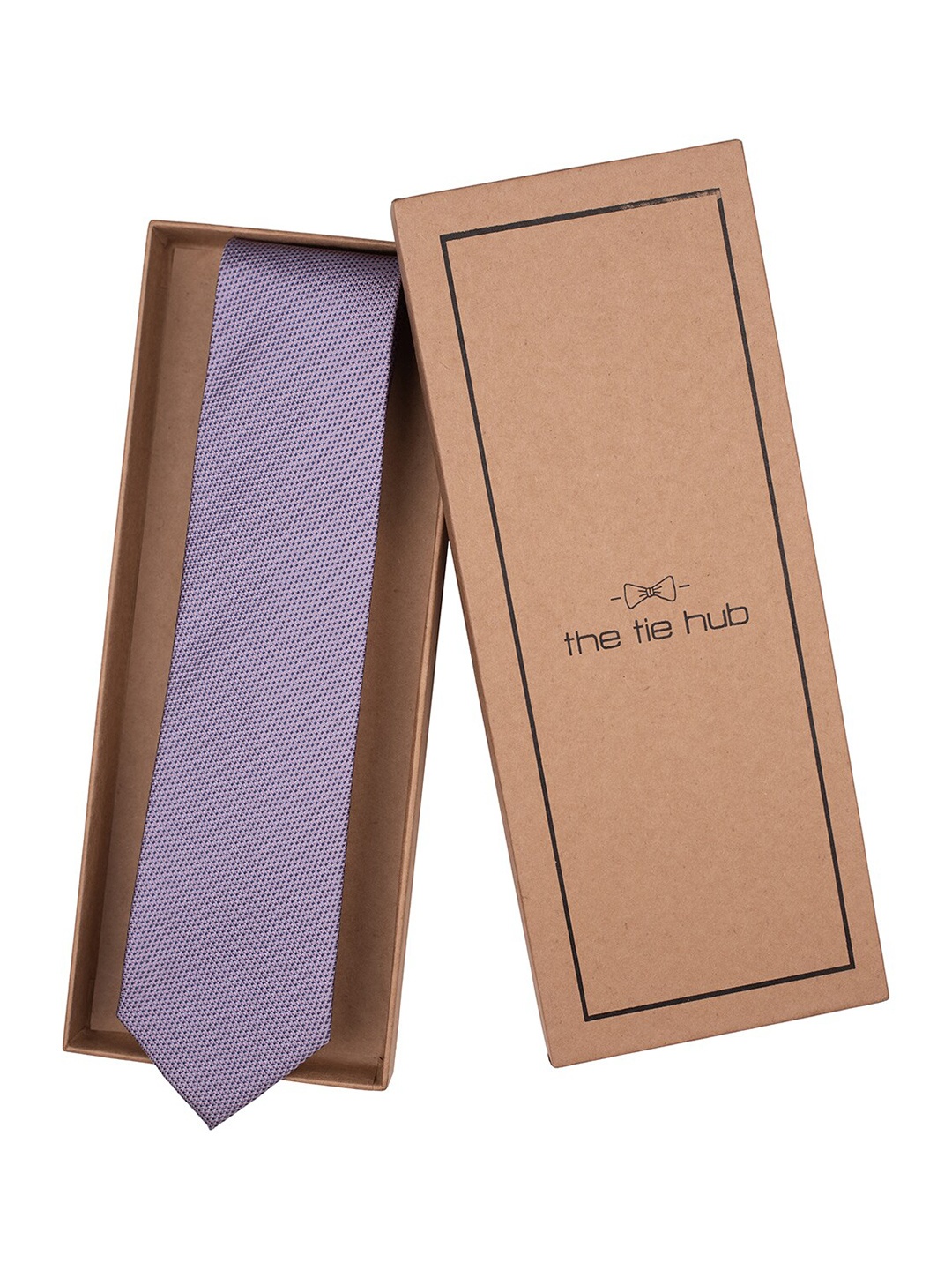 

The Tie Hub Men Woven Design 100% Silk Broad Tie, Purple