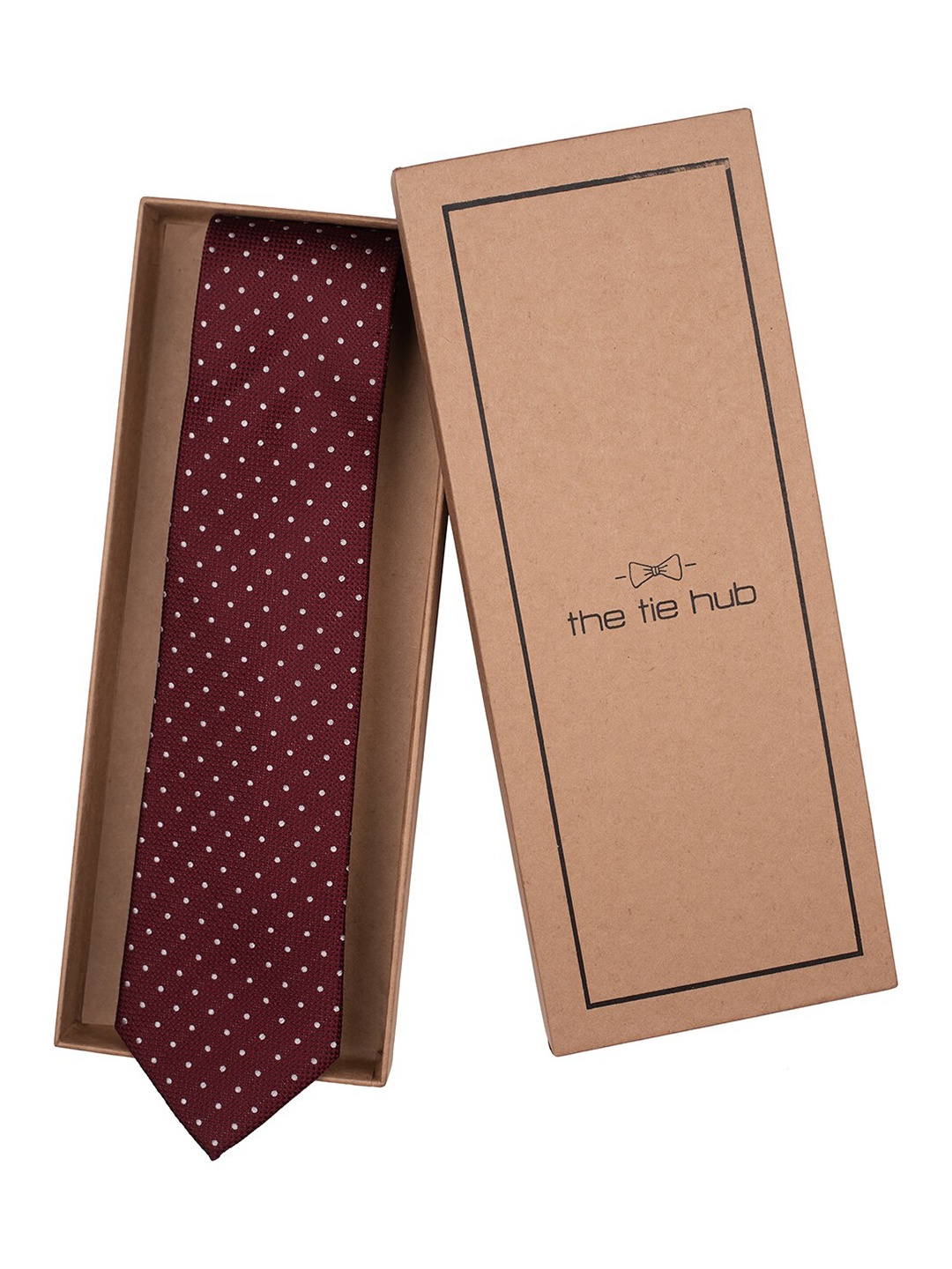 

The Tie Hub Men Woven Design Pure Silk Broad Tie, Maroon