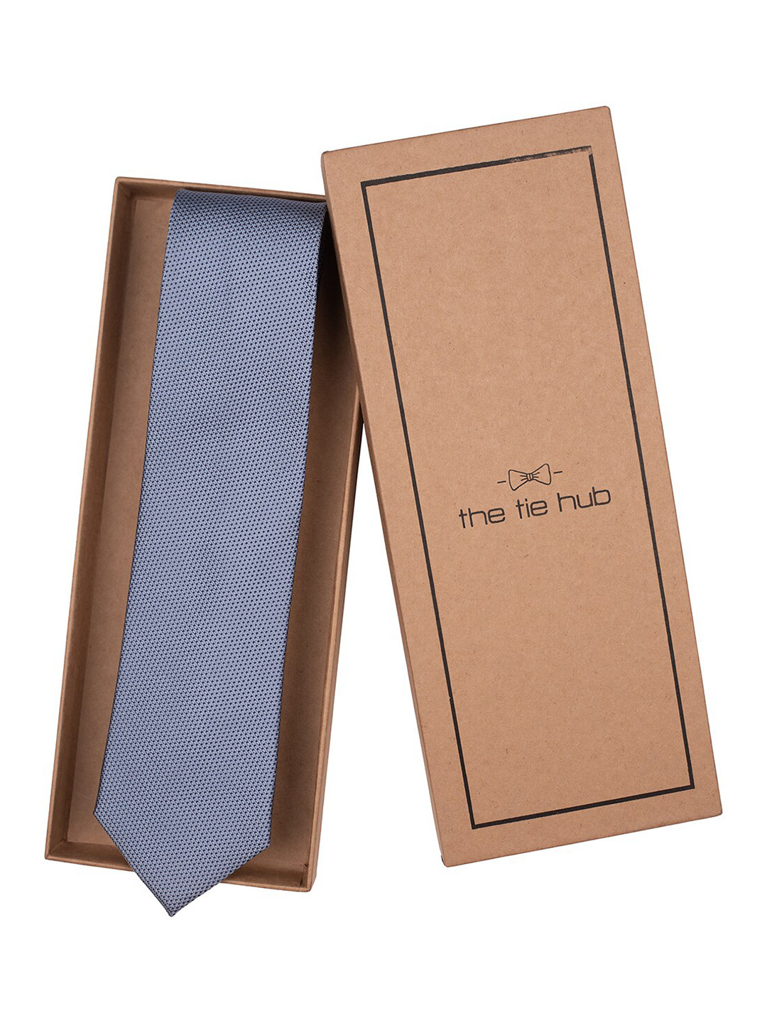 

The Tie Hub Men Woven Design Pure Silk Broad Tie, Blue