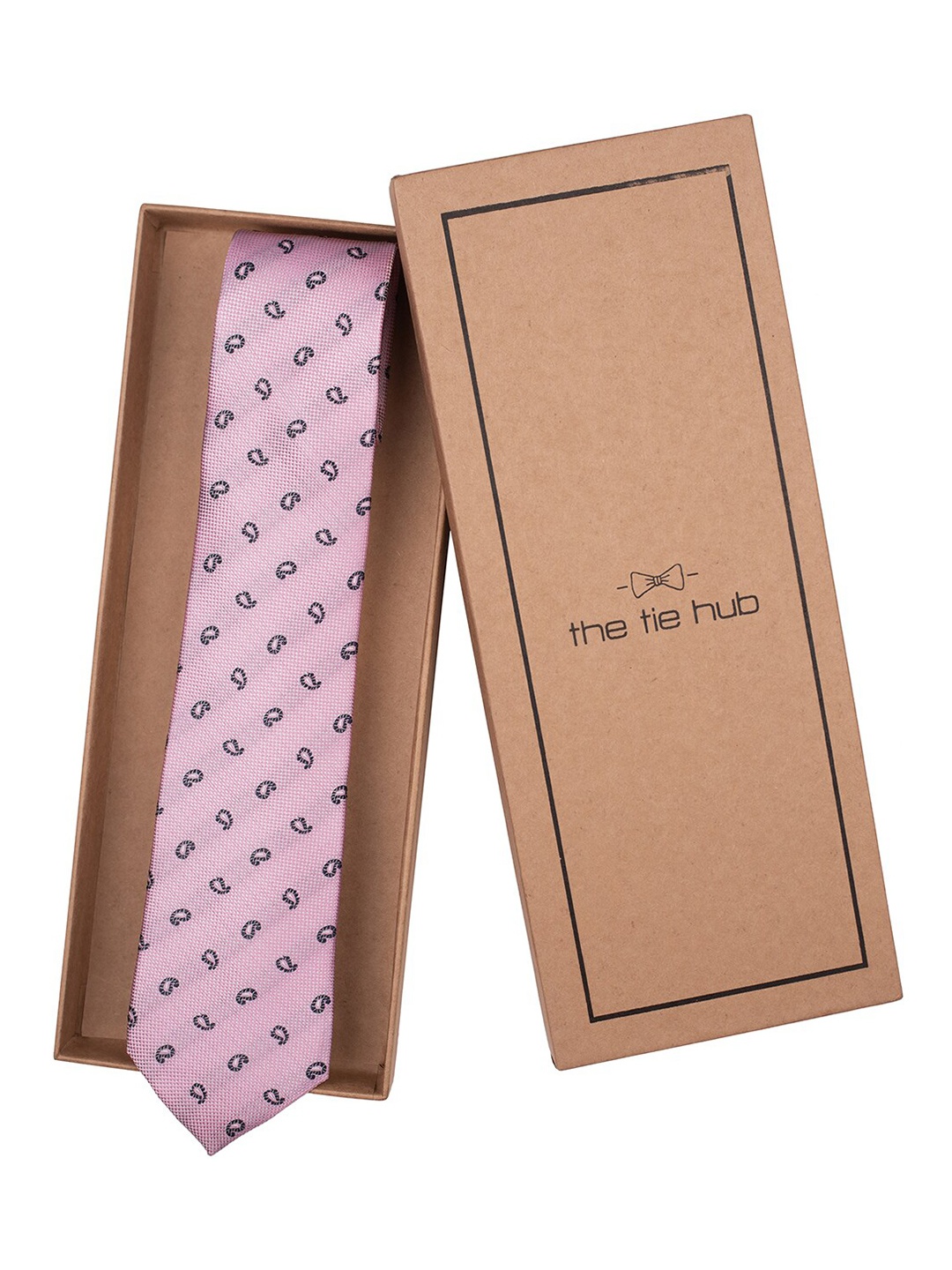 

The Tie Hub Men Woven Design Pure Silk Broad Tie, Pink